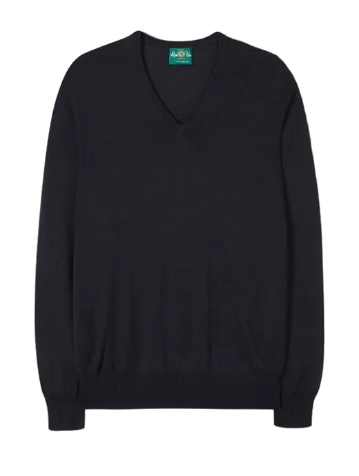 Alan Paine Men's Millbreck Merino Wool Jumper Dark Navy | Griggs