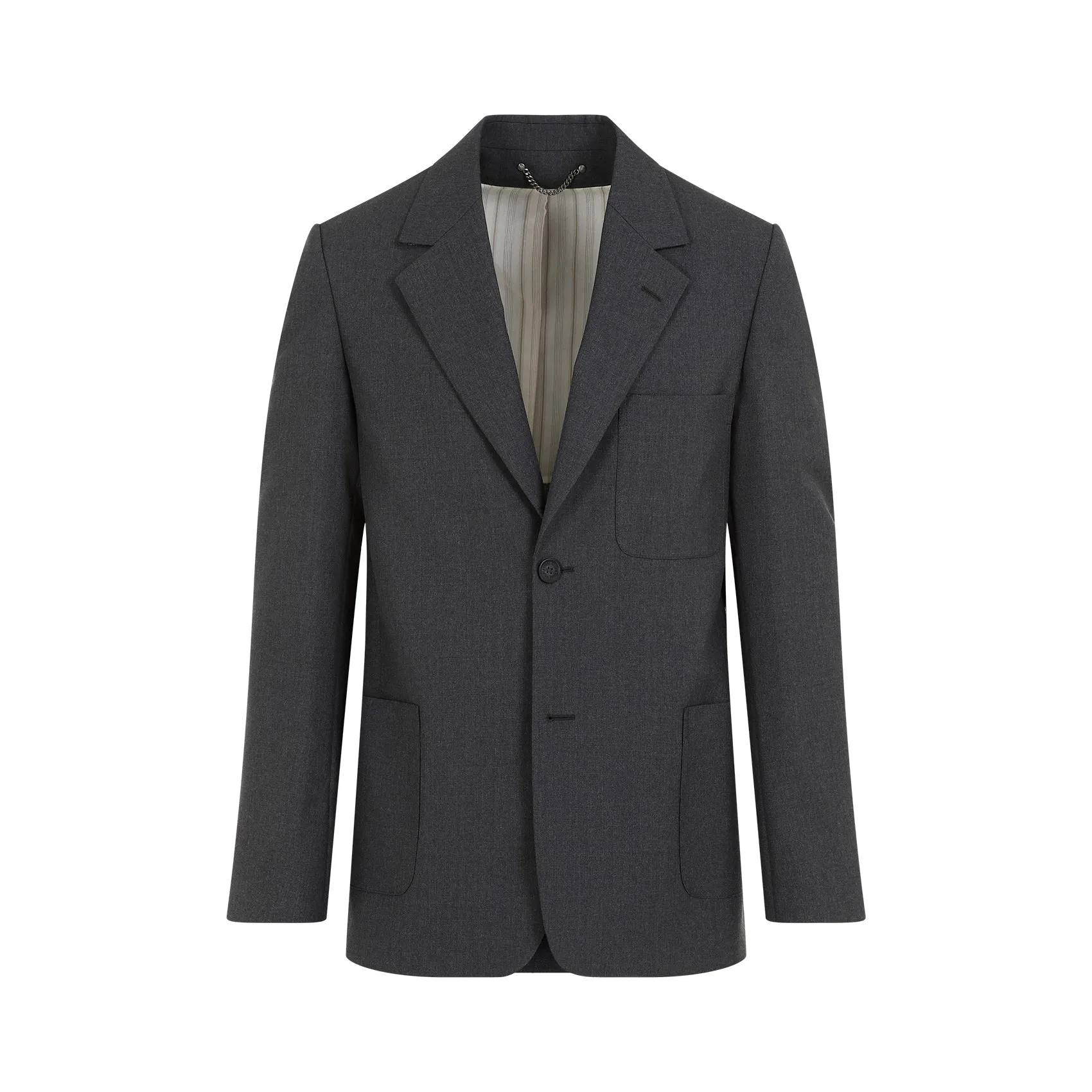 Anthracite Melange Grey Virgin Wool Decontructed Jacket