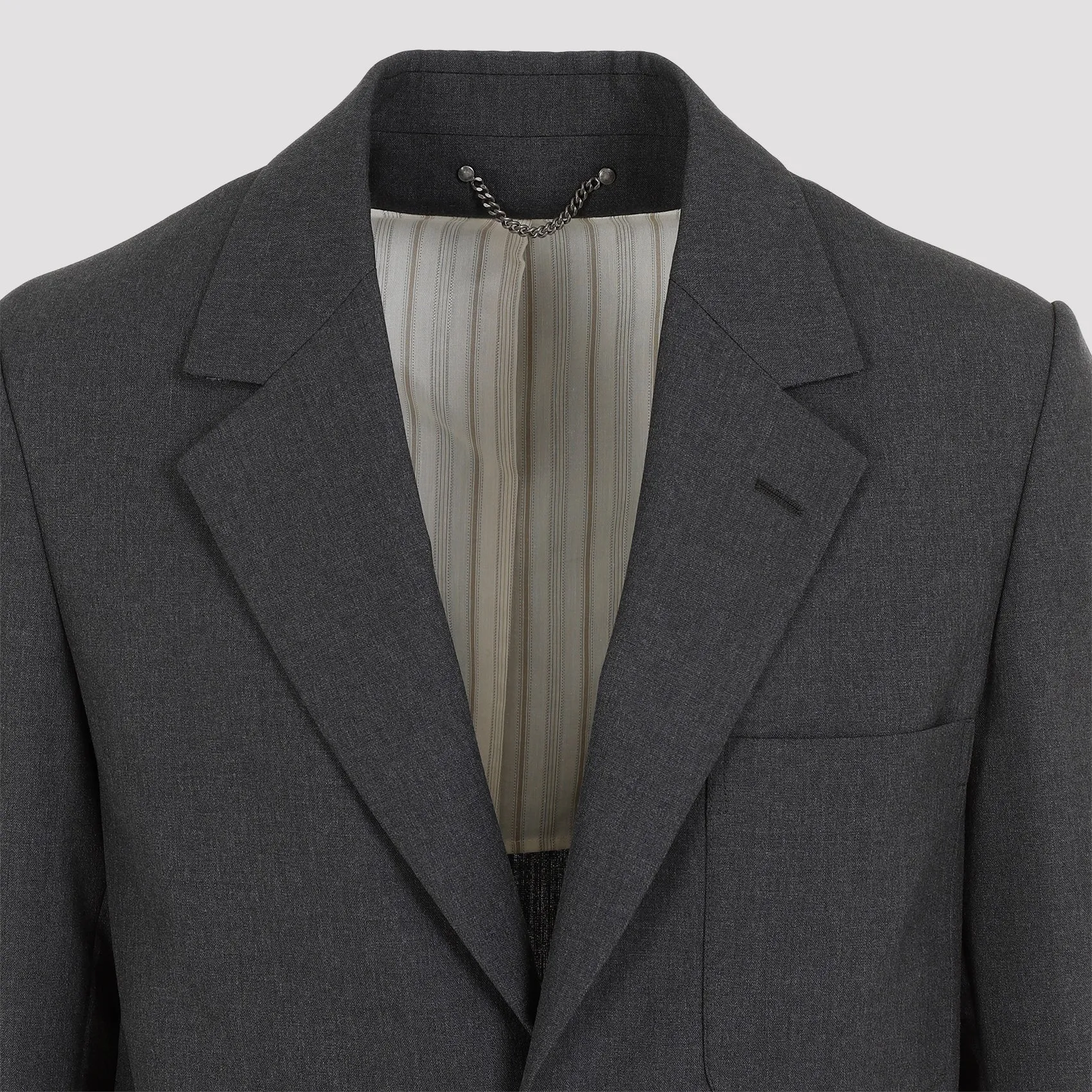 Anthracite Melange Grey Virgin Wool Decontructed Jacket