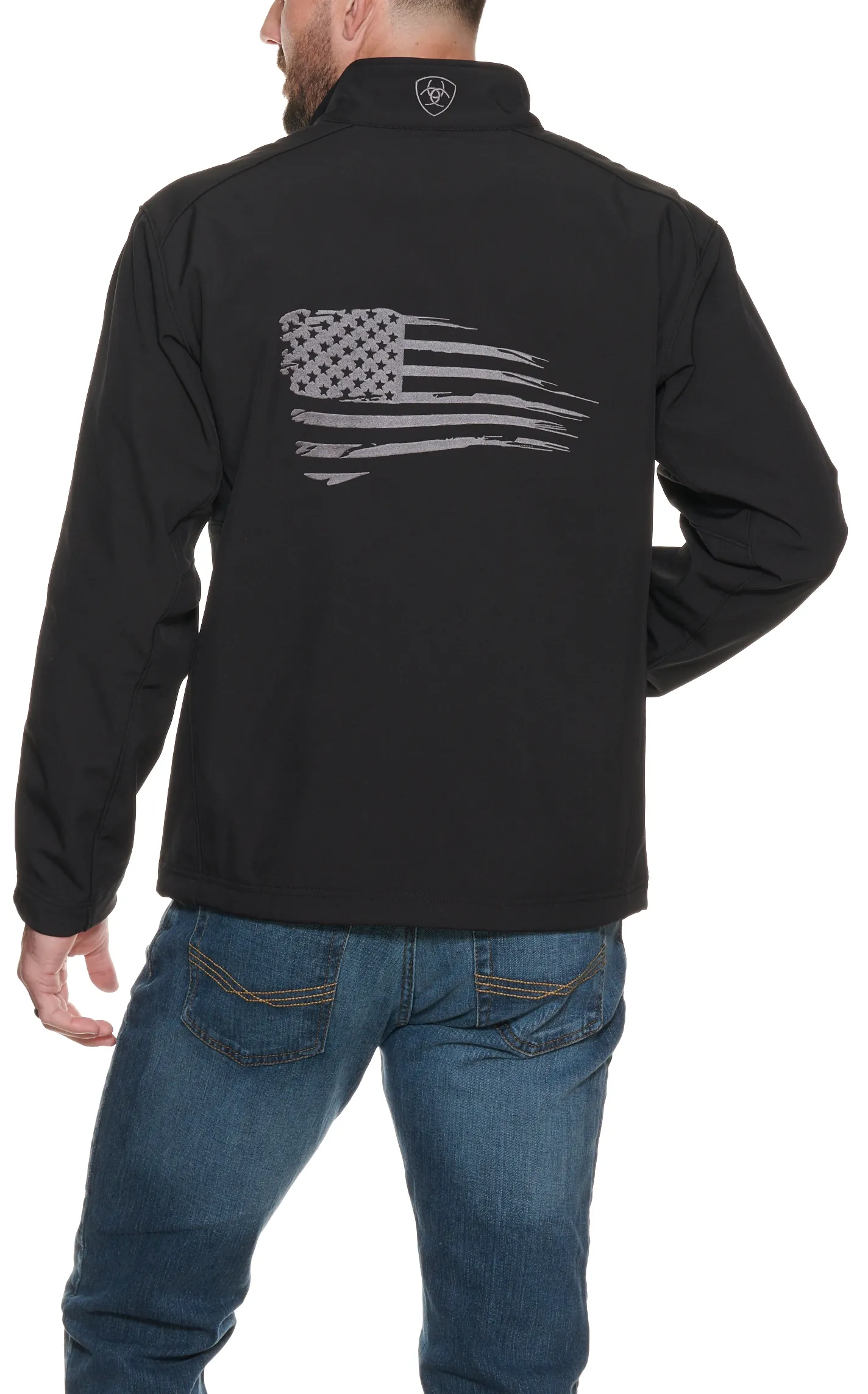 Ariat Men's Logo 2.0 Patriot Black With Embroidered Flag Back Concealed Carry Softshell Jacket