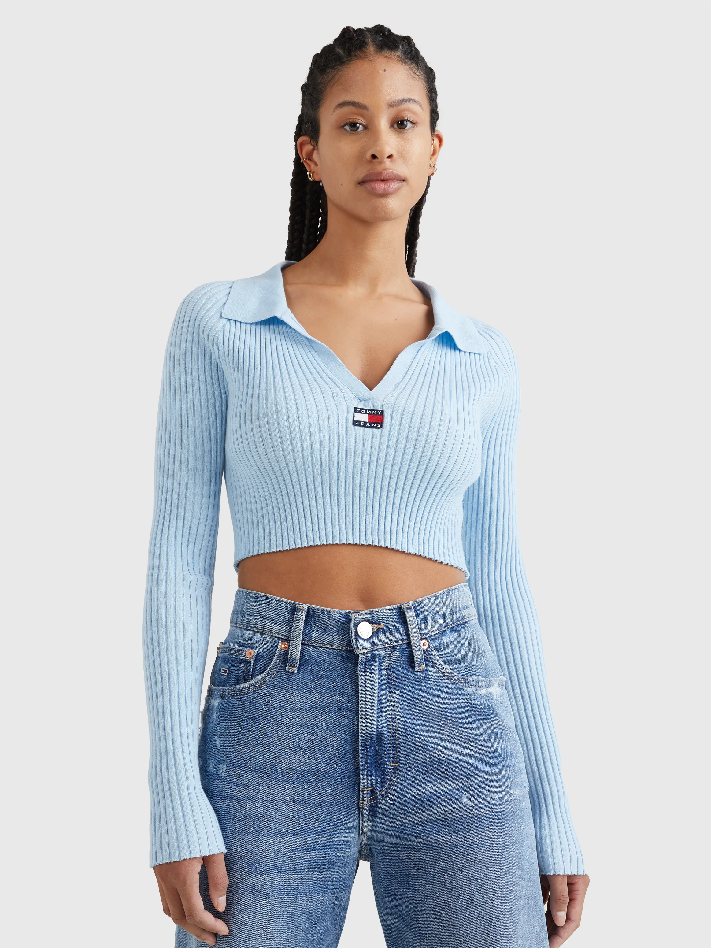 Badge Rib-Knit Cropped Jumper | Sweatshirts & Hoodies | Tommy Jeans