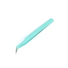 Beading Tweezers, Stainless Steel, Bent Nose, With 1cm Fine Tip, Blue, 12.1cm