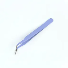 Beading Tweezers, Stainless Steel, Bent Nose, With 1cm Fine Tip, Purple, 12.1cm