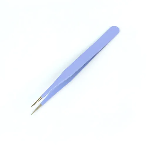 Beading Tweezers, Stainless Steel, Straight, With 1cm Fine Tip, Purple, 13.4cm.