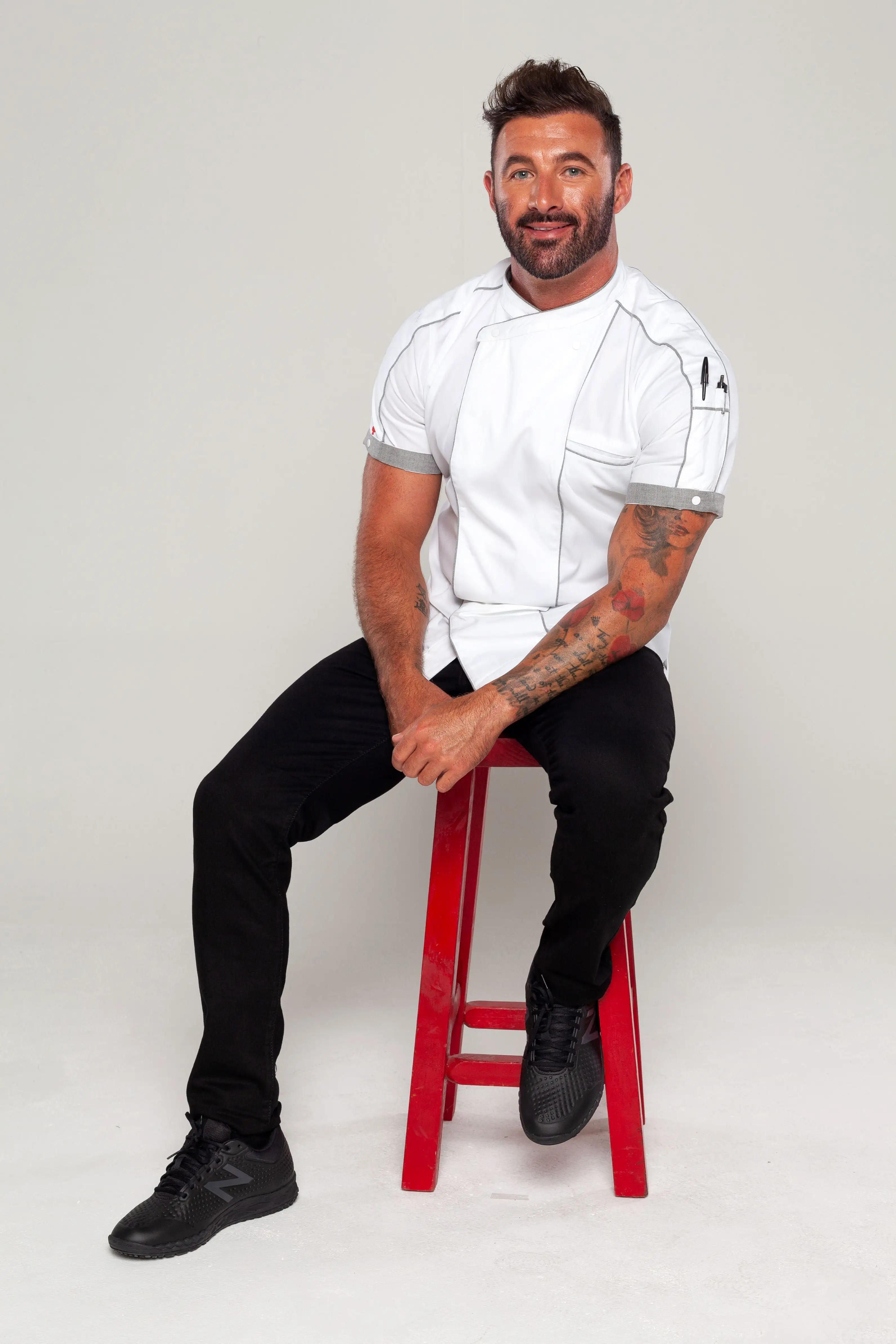 Bryan Chef jacket white with grey trim and coolvent