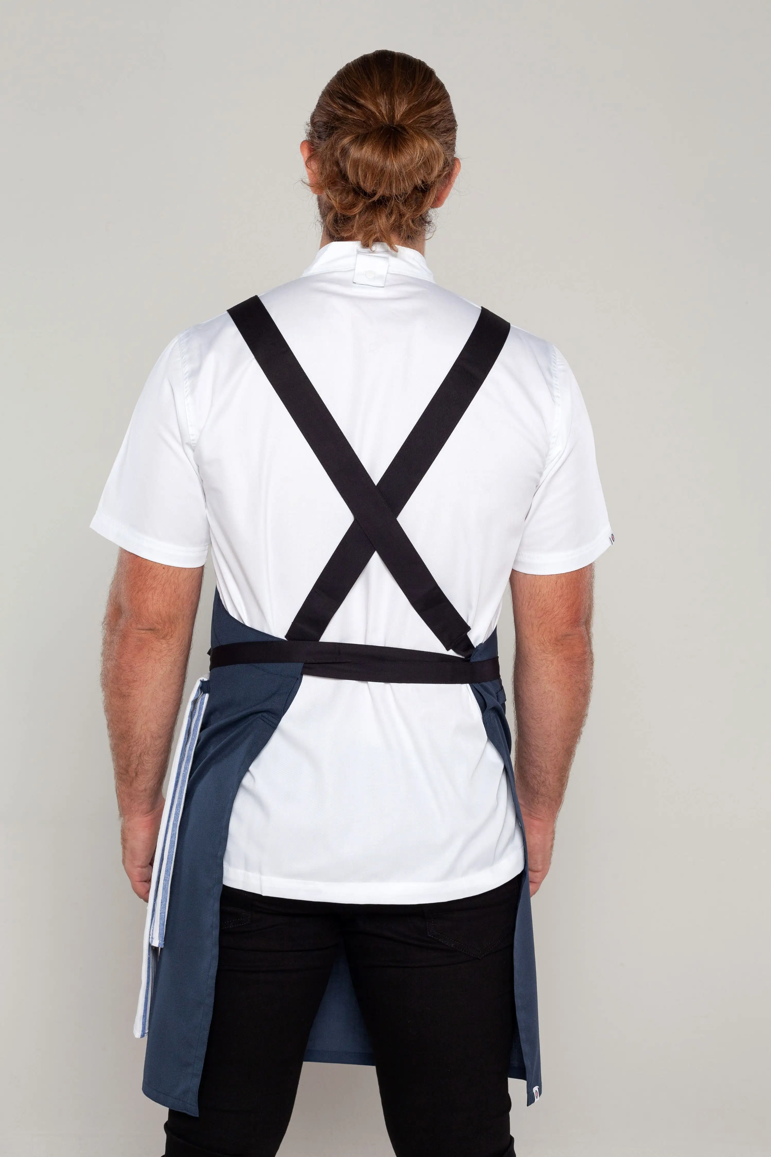 BYRON Crossover Chef apron Bluish grey with black straps