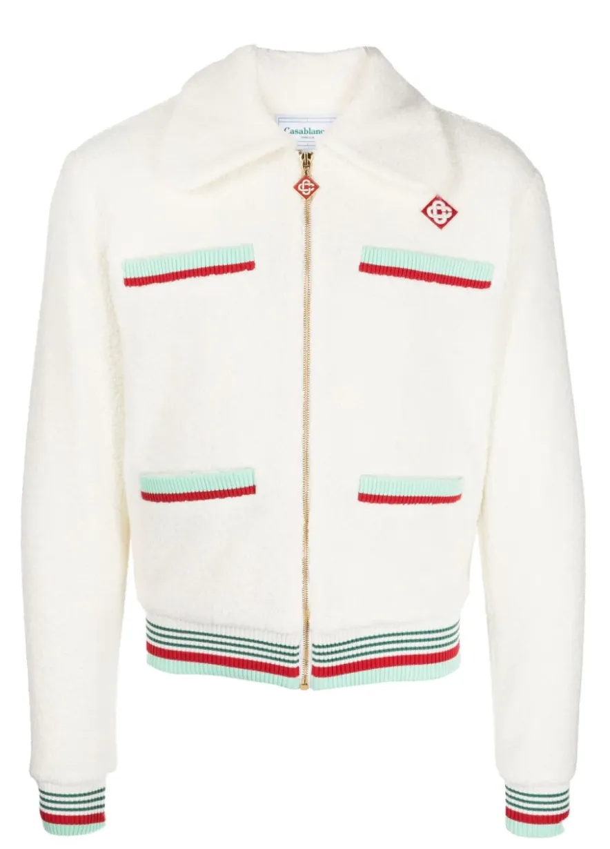 Casablanca 'Striped Trucker' Fleece Jacket