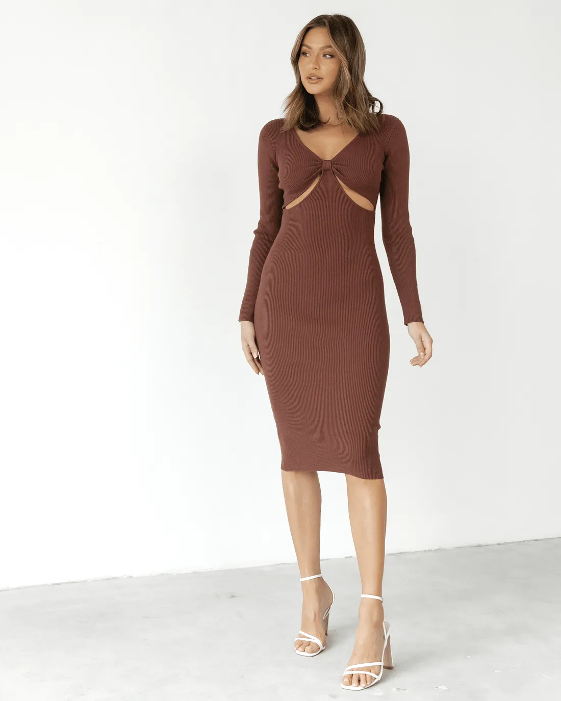 Cassandra Midi Dress (Brown)