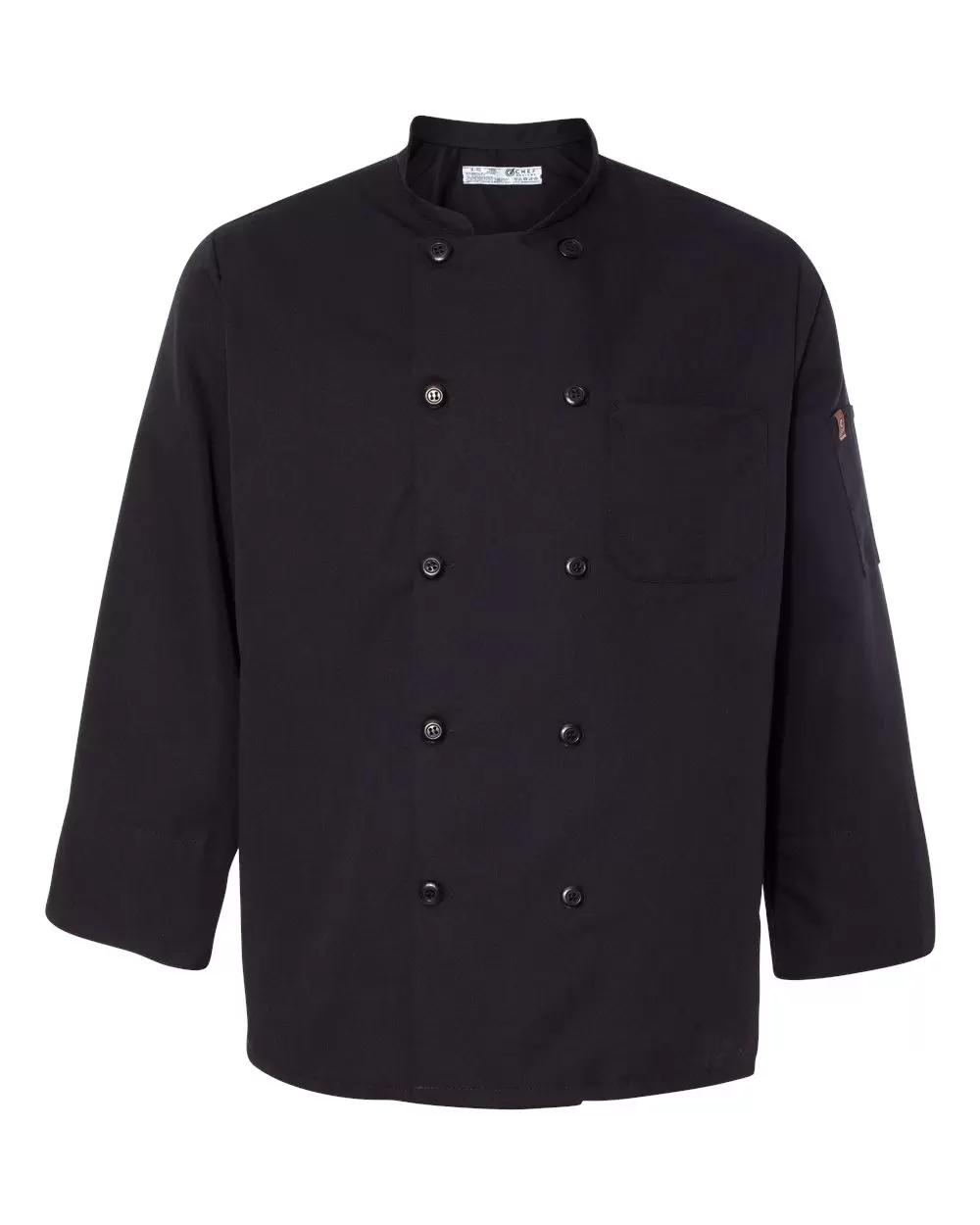 Chef Designs 0425 Ten Pearl Button Black Chef Coat SKU: 0425