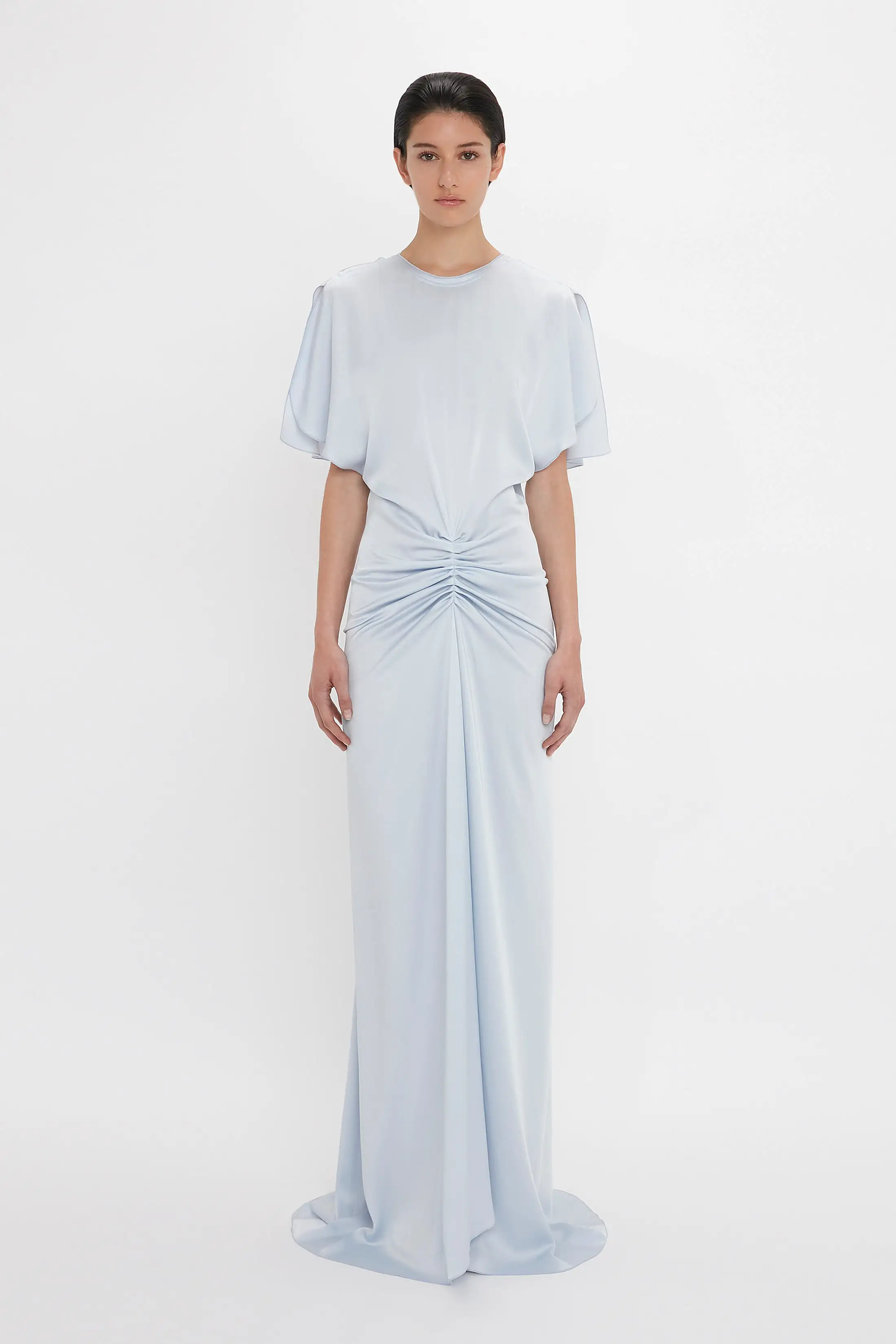 Exclusive Floor-Length Gathered Dress In Ice