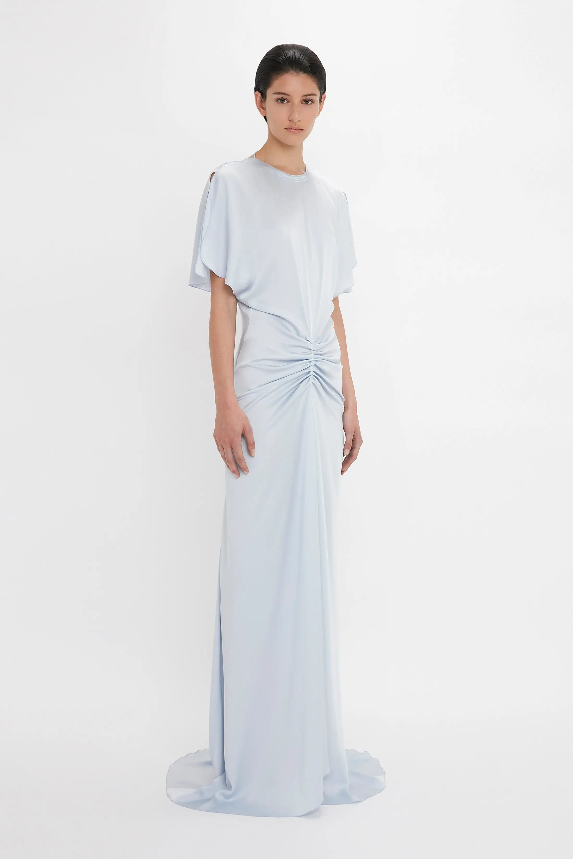 Exclusive Floor-Length Gathered Dress In Ice