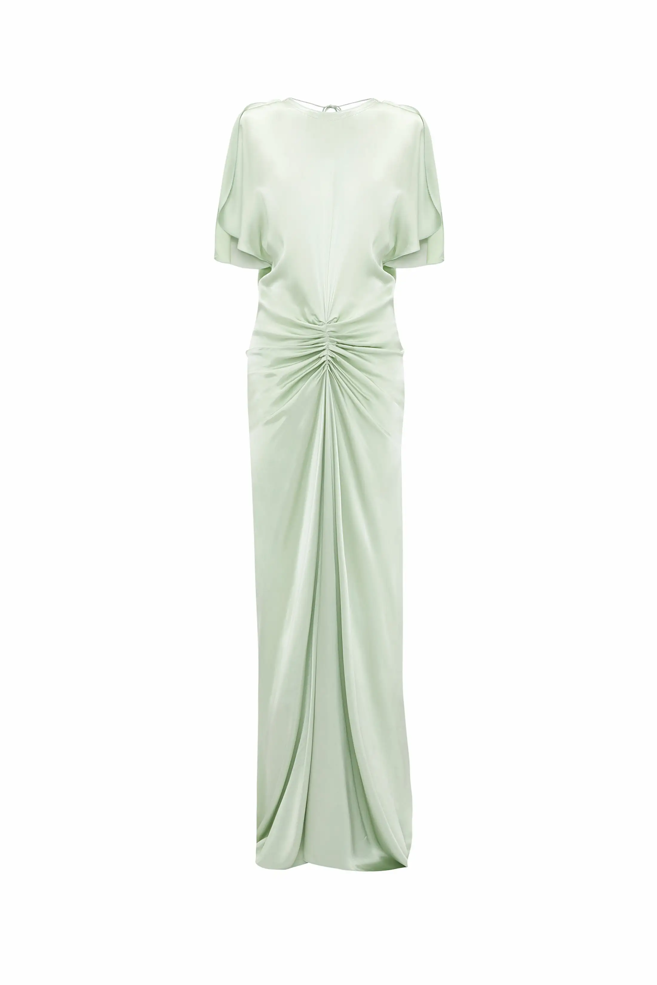 Exclusive Floor-Length Gathered Dress In Jade