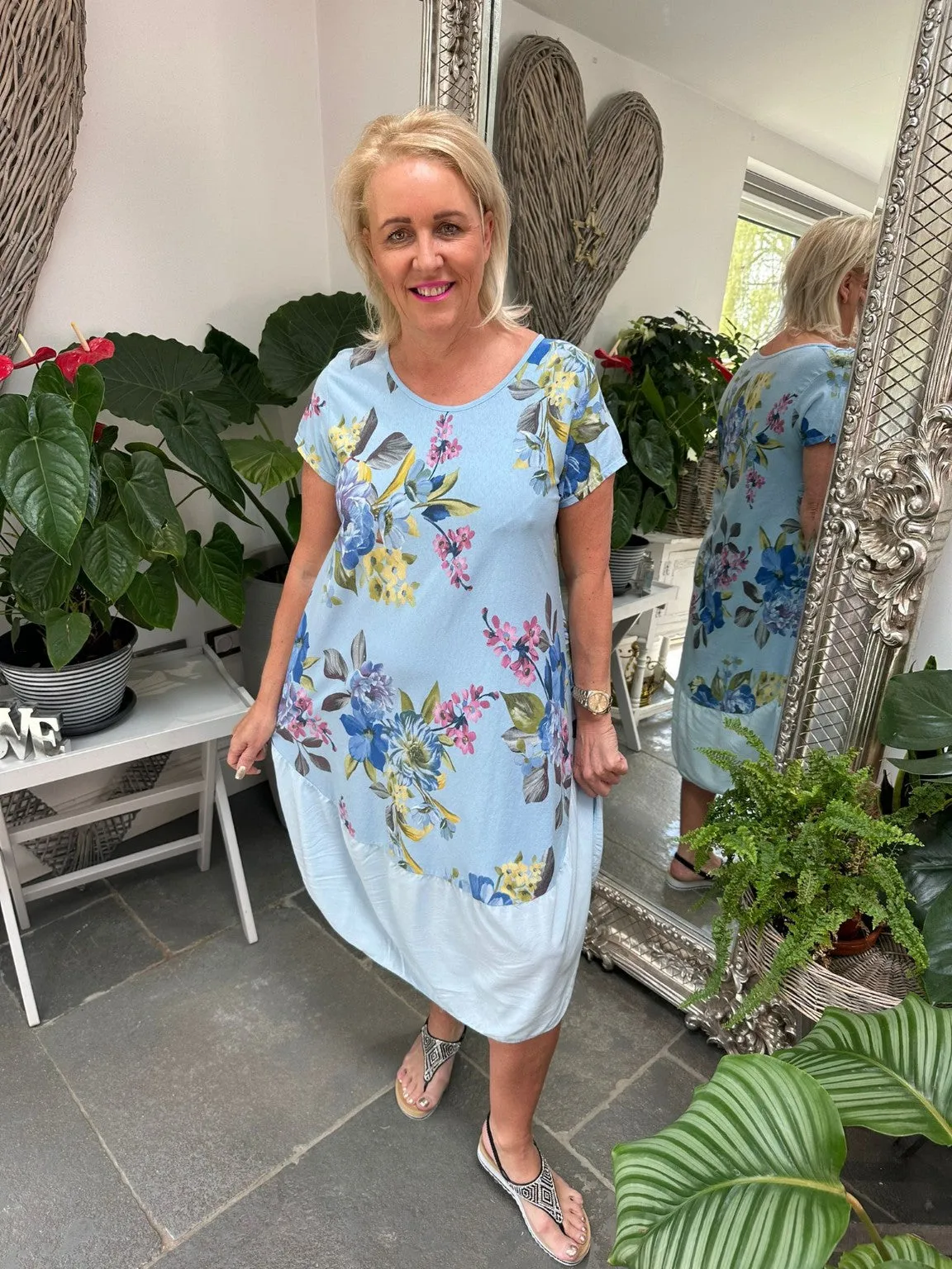 Flower Scoop Neck Dress Kiki