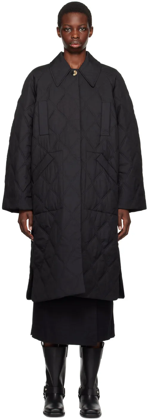 GANNI Black Quilted Coat