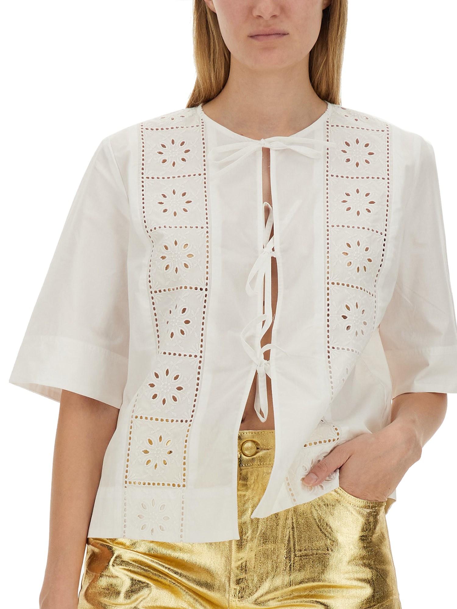 GANNI    SANGALLO LACE BLOUSE