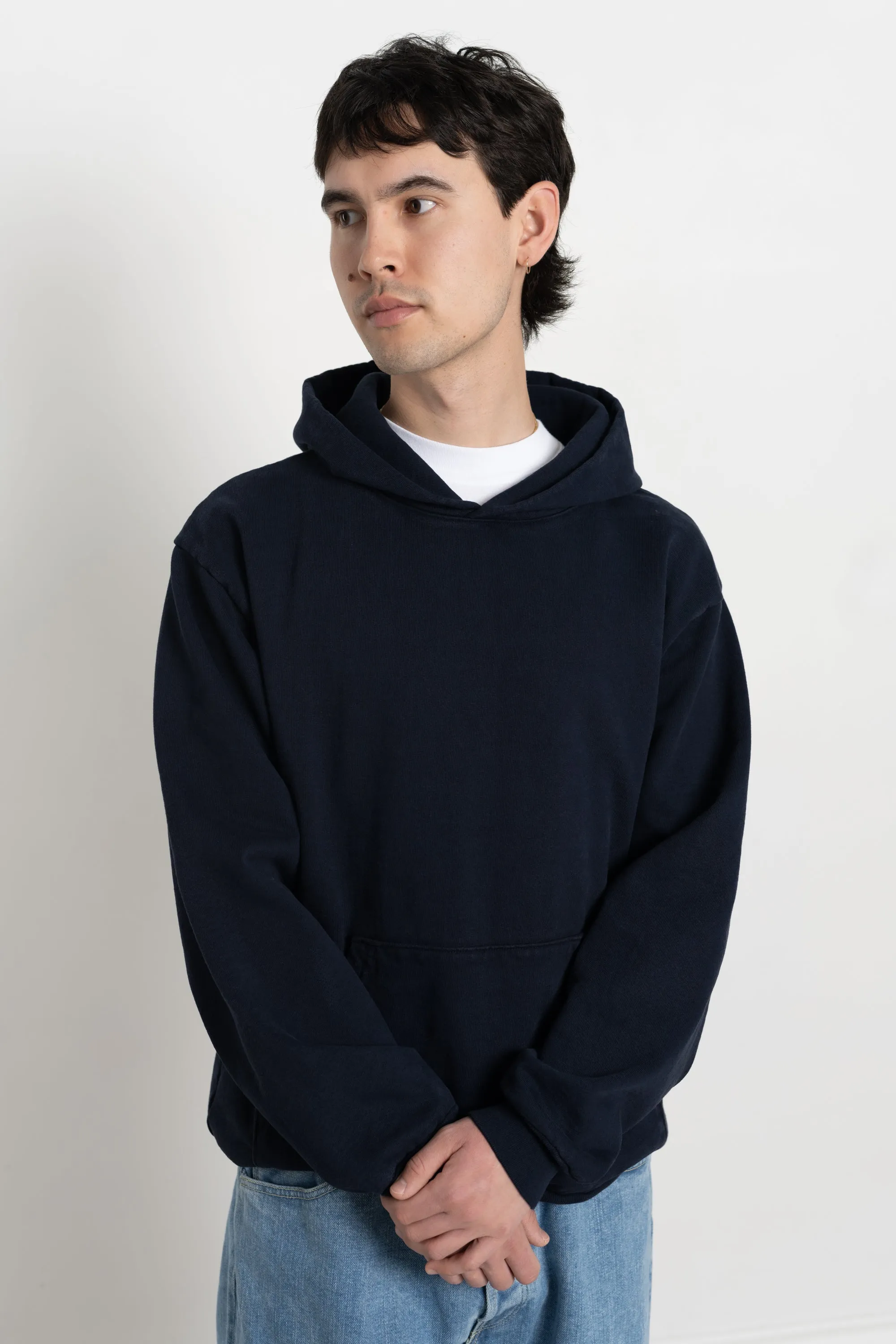 Garment Dyed Heavy Fleece Hooded Sweatshirt Navy