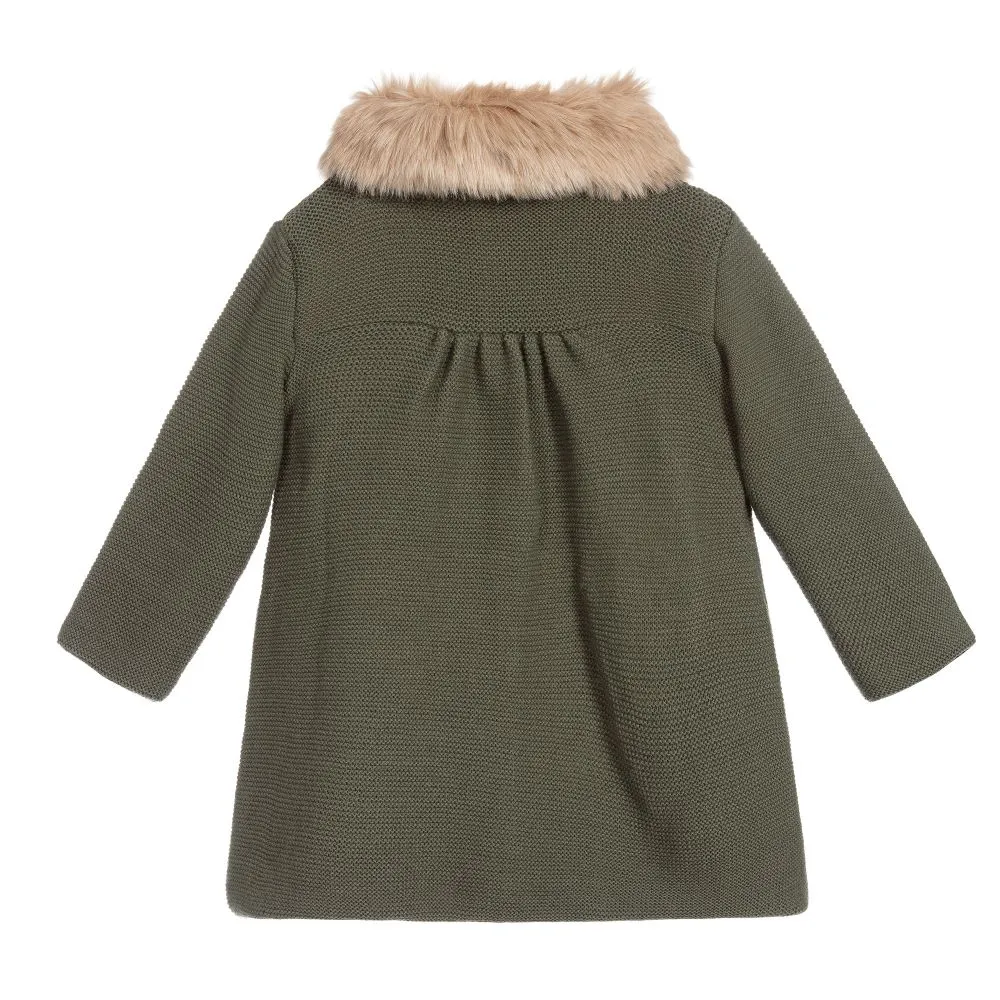 Girls Green Knitted Coat