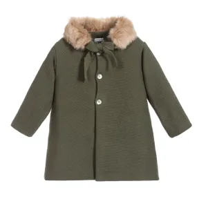 Girls Green Knitted Coat