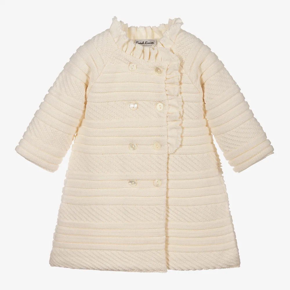 Girls Ivory Knitted Coat 