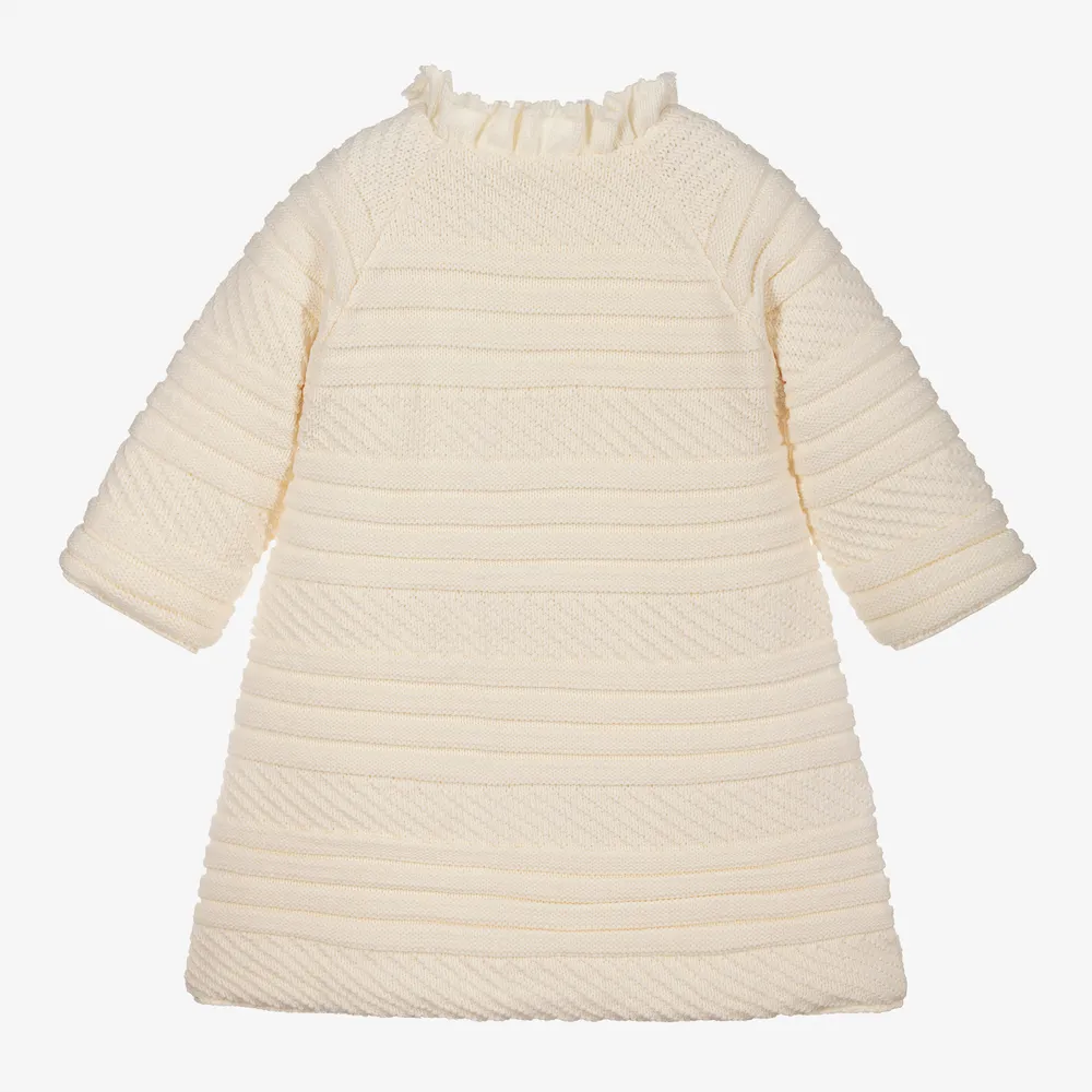 Girls Ivory Knitted Coat 