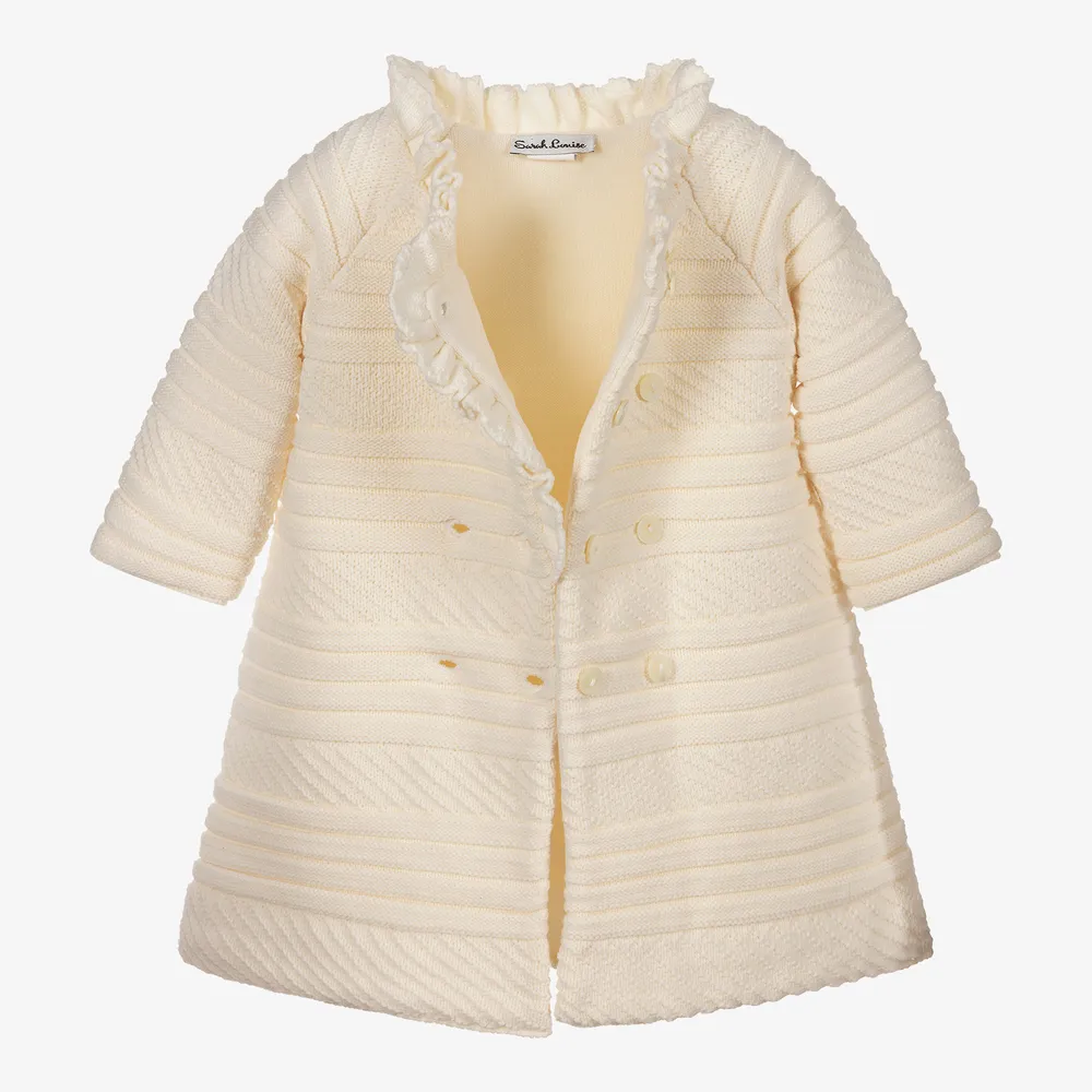 Girls Ivory Knitted Coat 