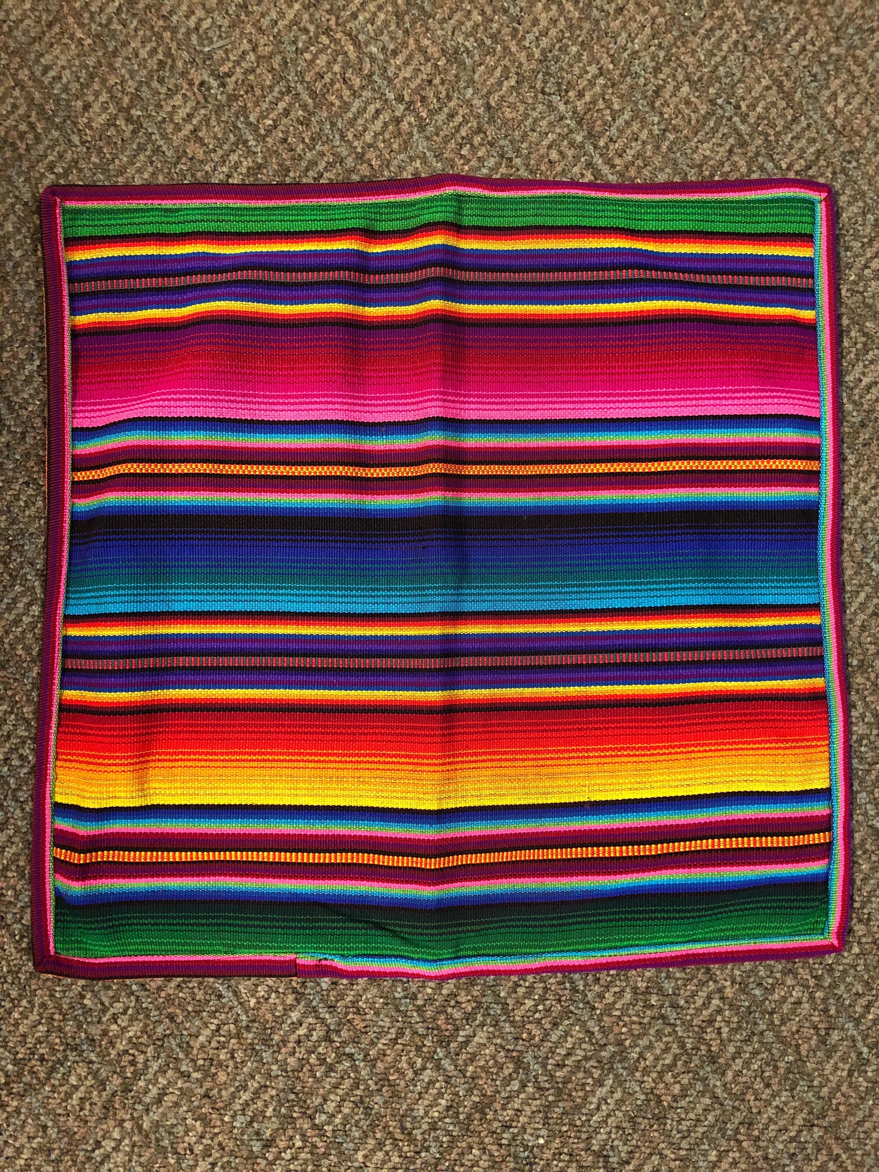 Guatemalan handwoven cotton pillow covers, serape look, for 18” x 18” insert, not included.