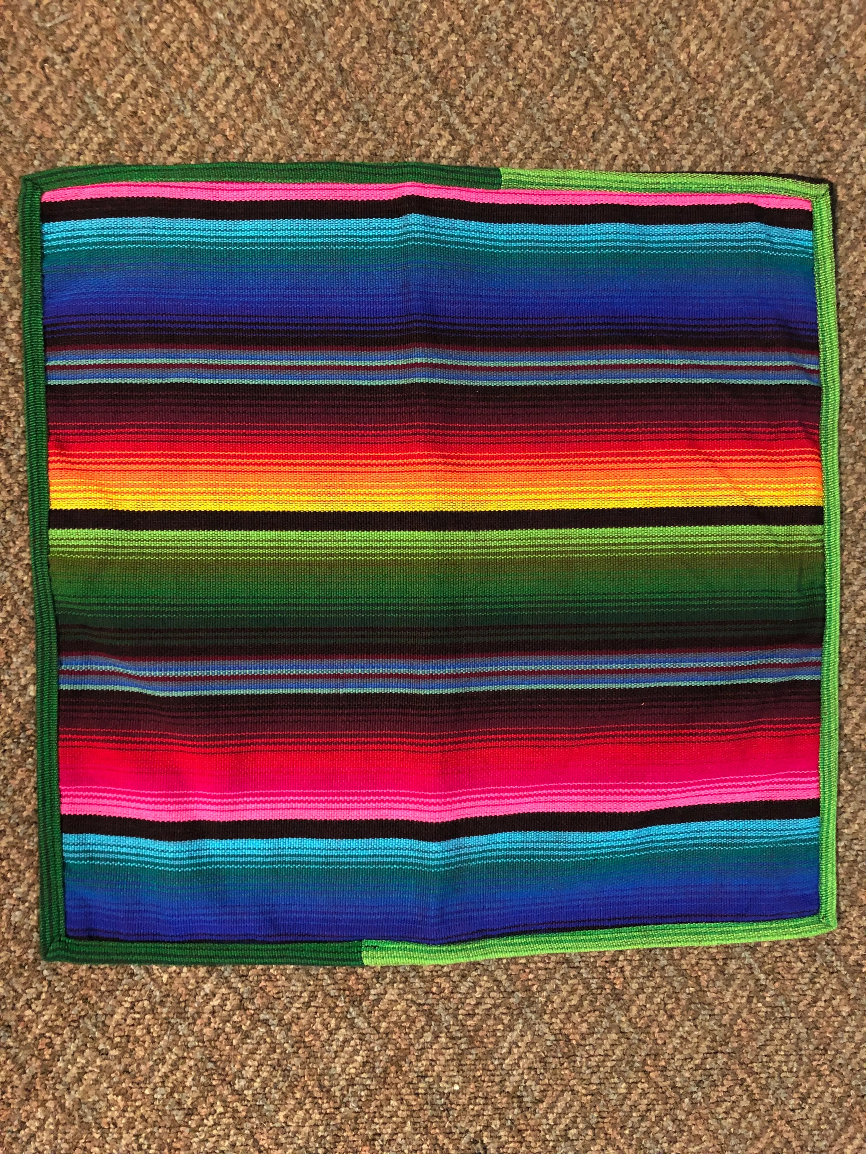 Guatemalan handwoven cotton pillow covers, serape look, for 18” x 18” insert, not included.