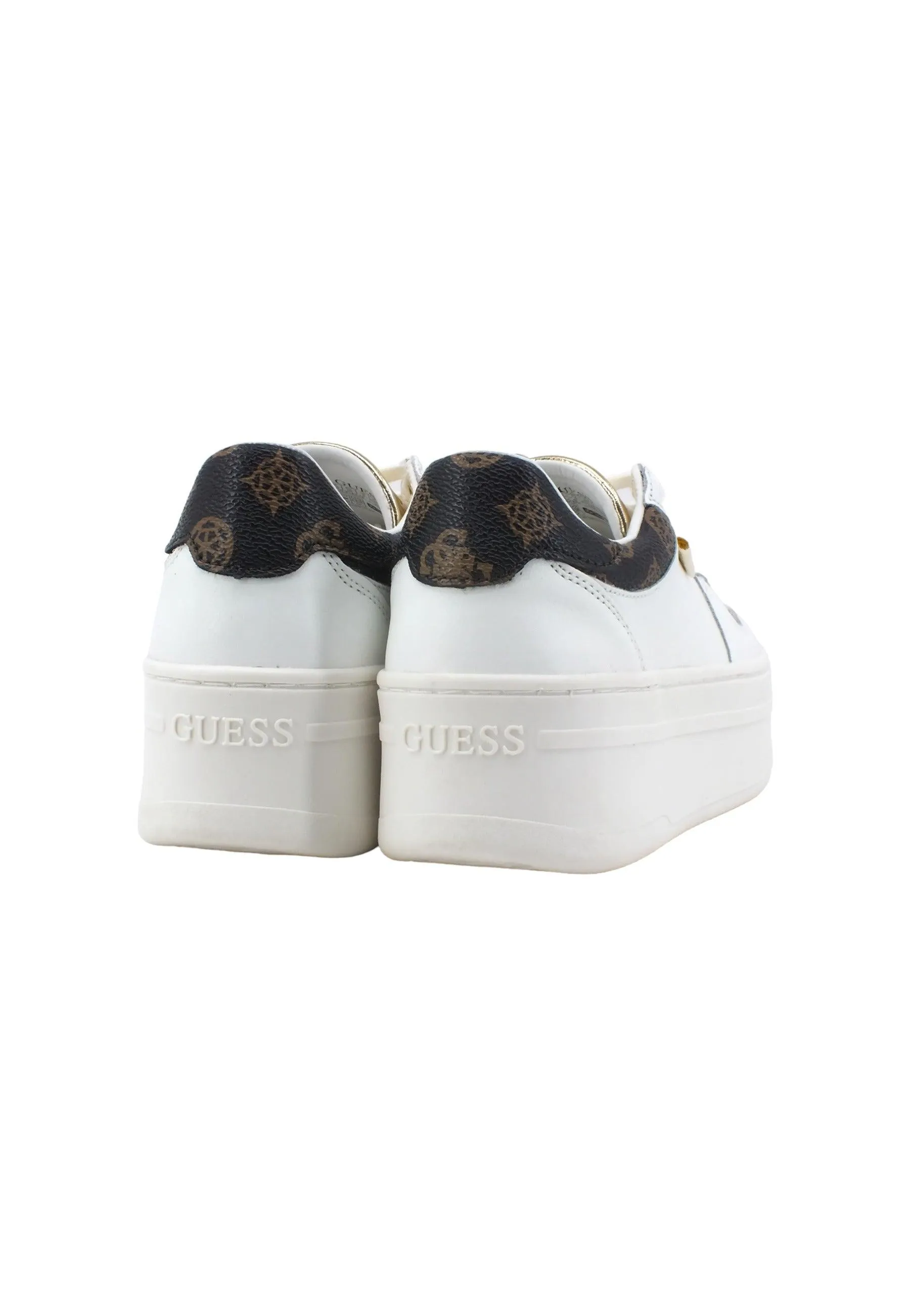 GUESS Sneaker Platform Donna White Brown Ocra FL7LIFLEA12