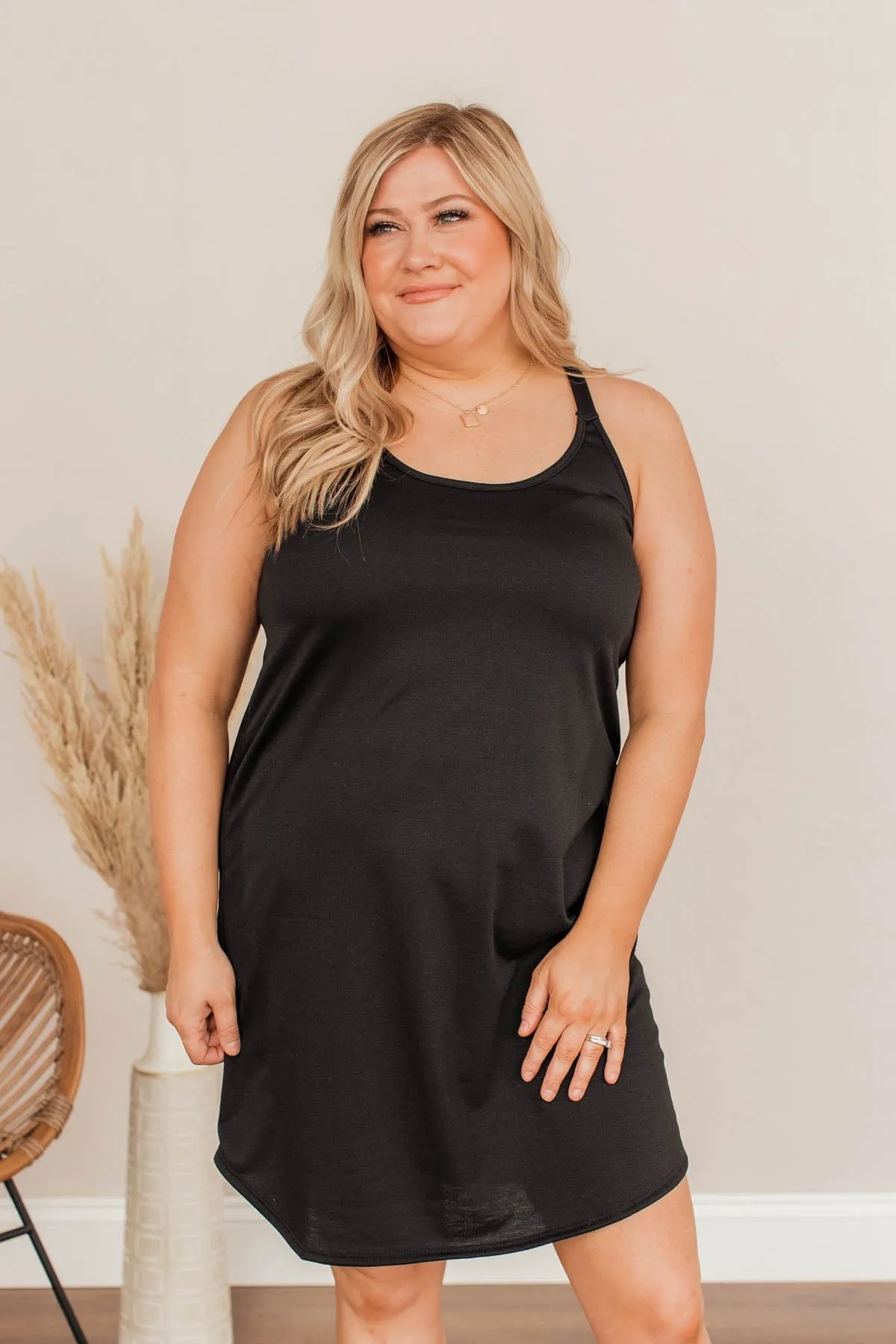 Here To Have Fun Tank Mini Dress- Black