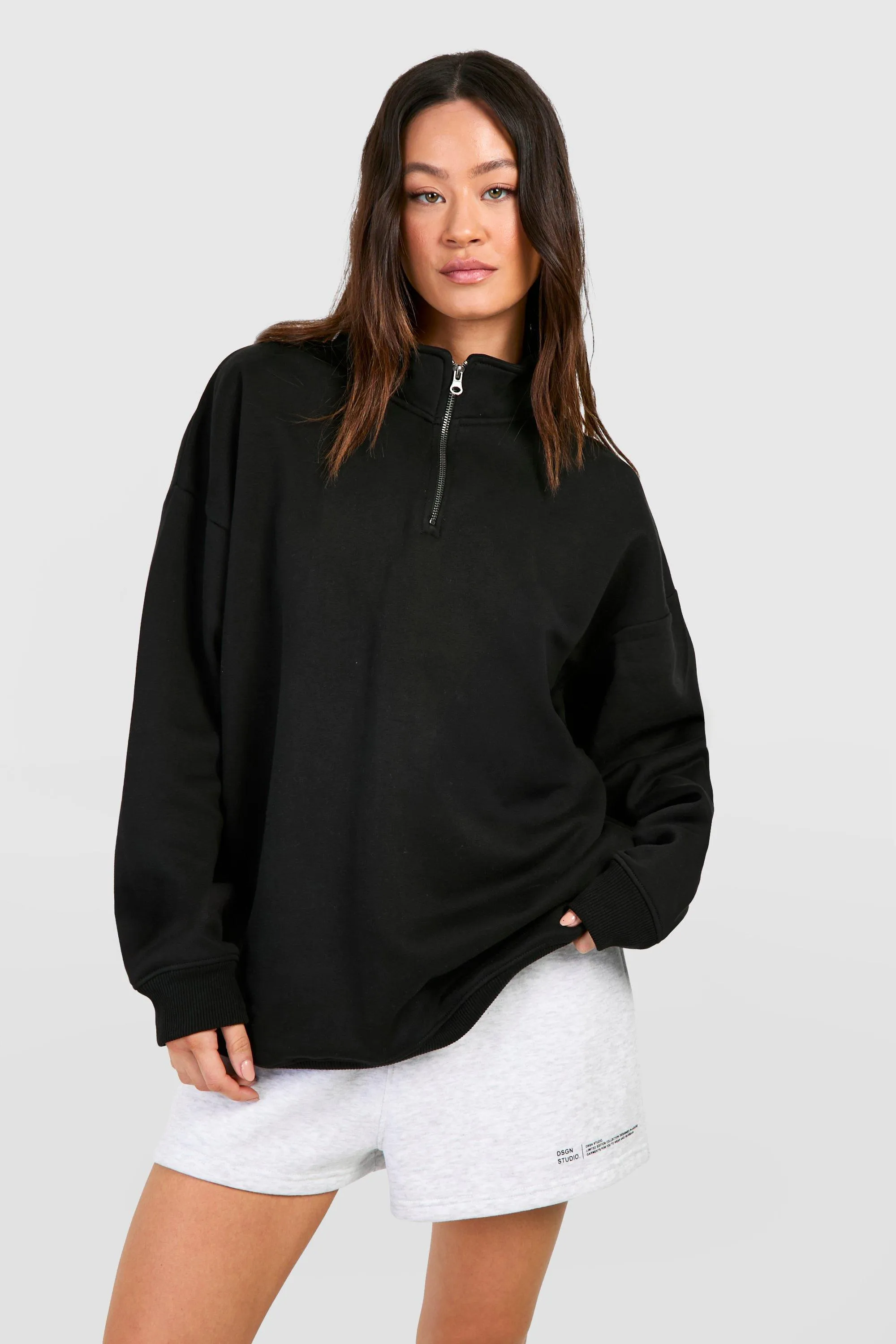 Hoodies & Sweatshirts | Tall  Basic Oversized Half Zip Sweatshirt | boohoo