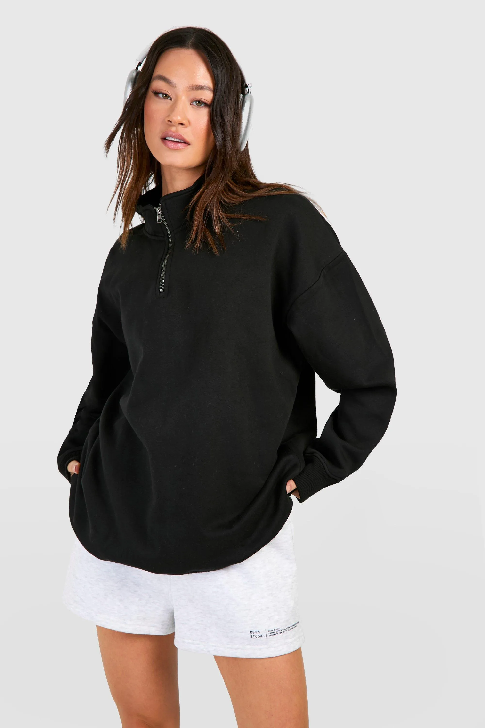 Hoodies & Sweatshirts | Tall  Basic Oversized Half Zip Sweatshirt | boohoo