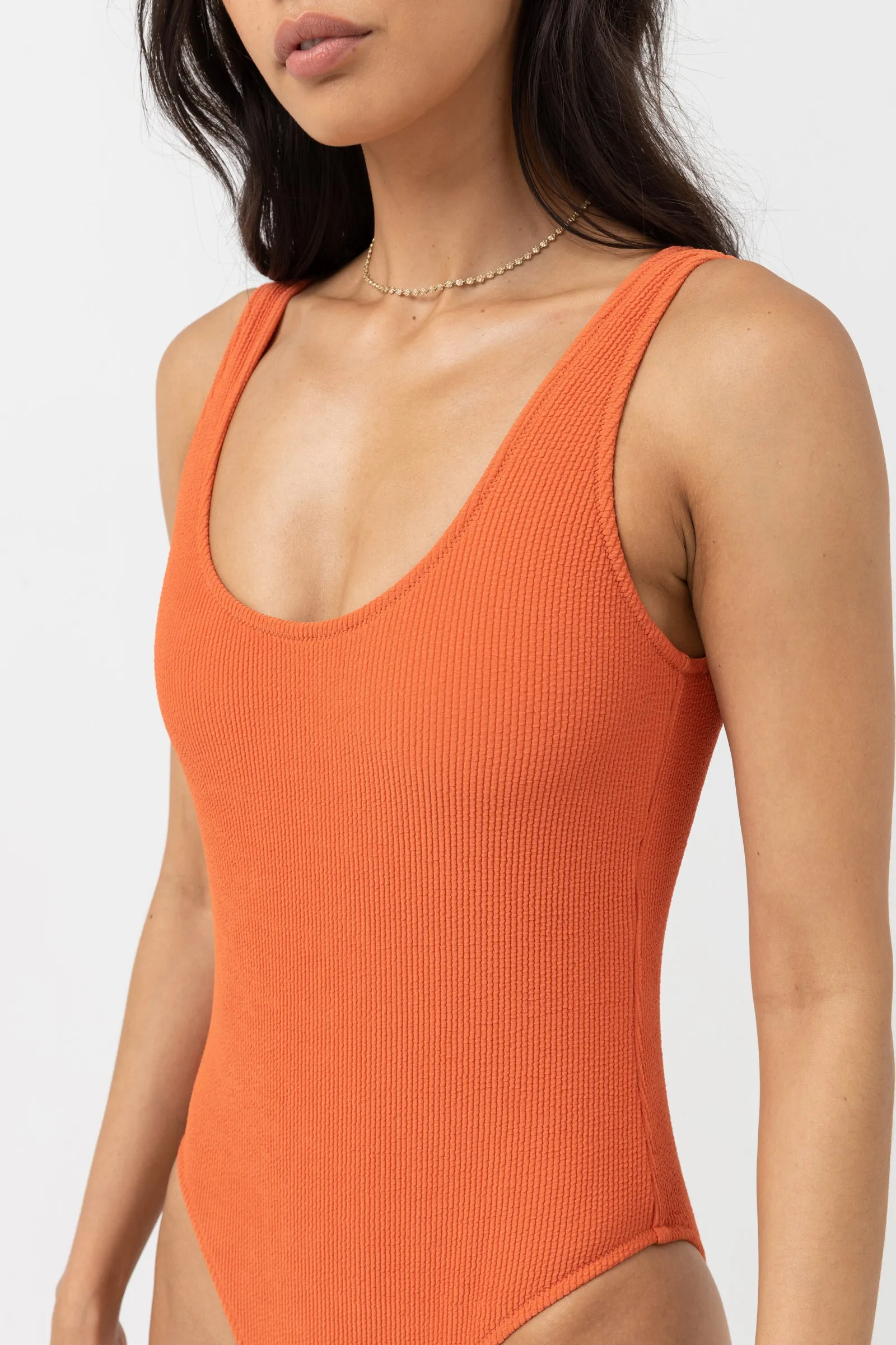 Isla Rib Scoop Neck One Piece Chilli