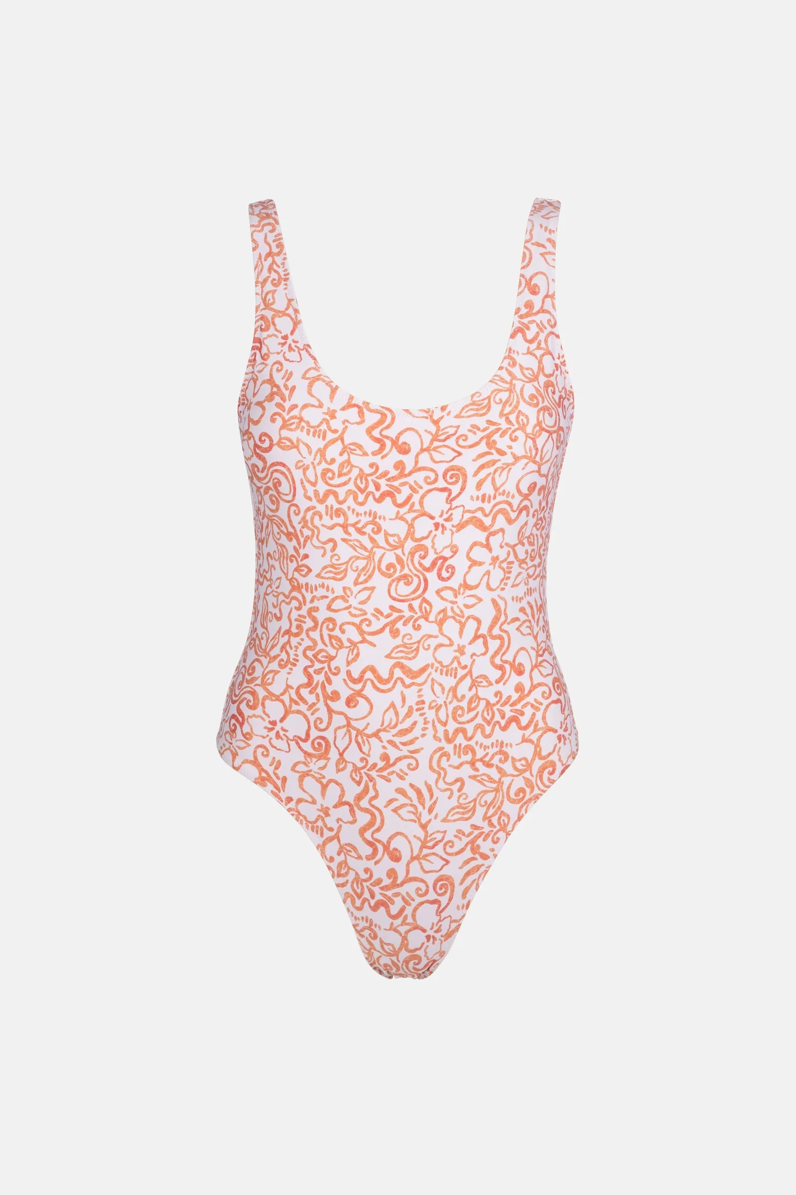 Islander Floral Scoop Neck One Piece Coral