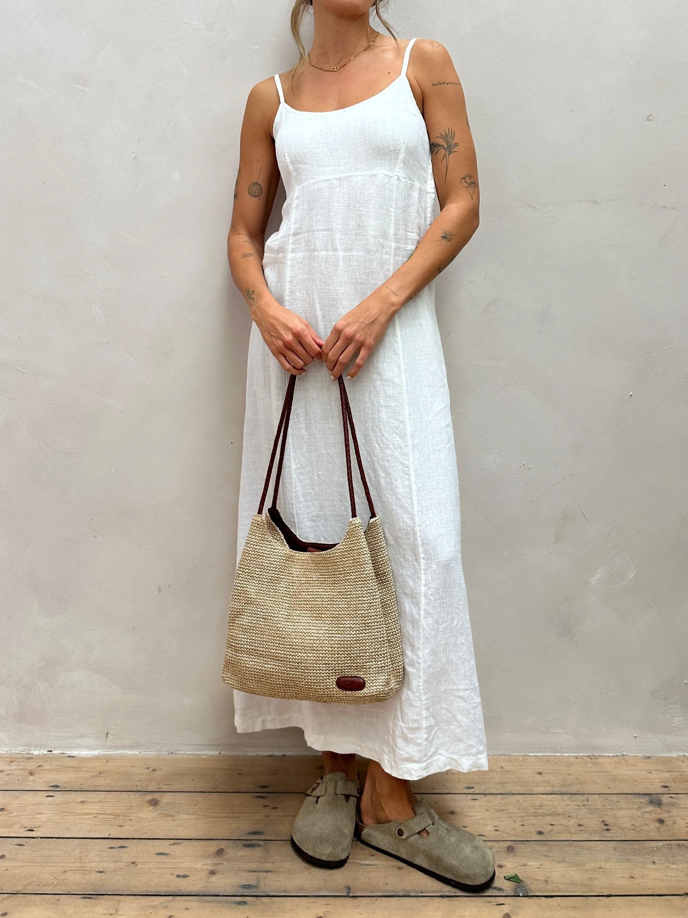 Italian Vintage Pure Linen Floor Length Slip Dress - S/M