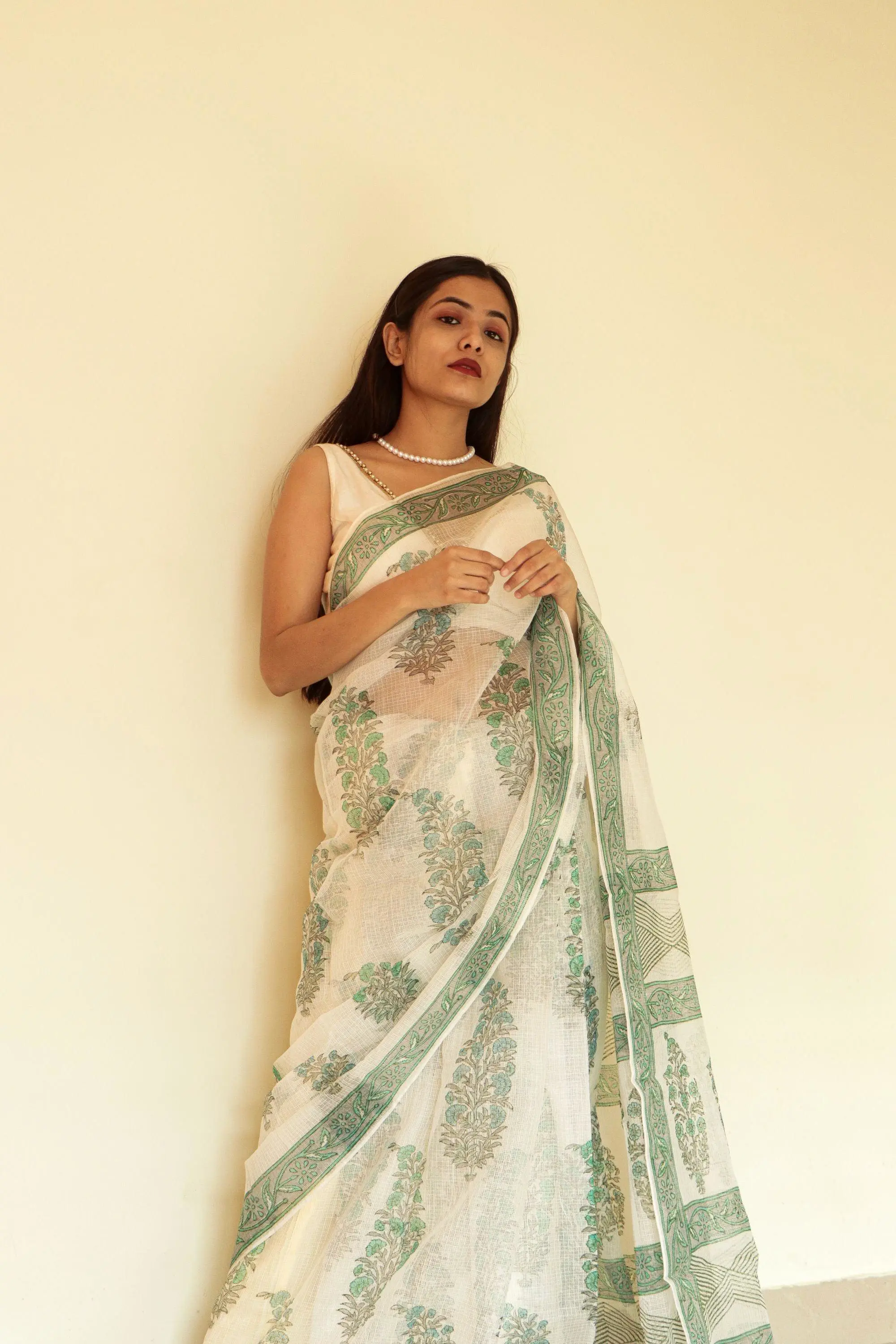 Kaisori Gulmohar Bagh Kota blockprinted saree