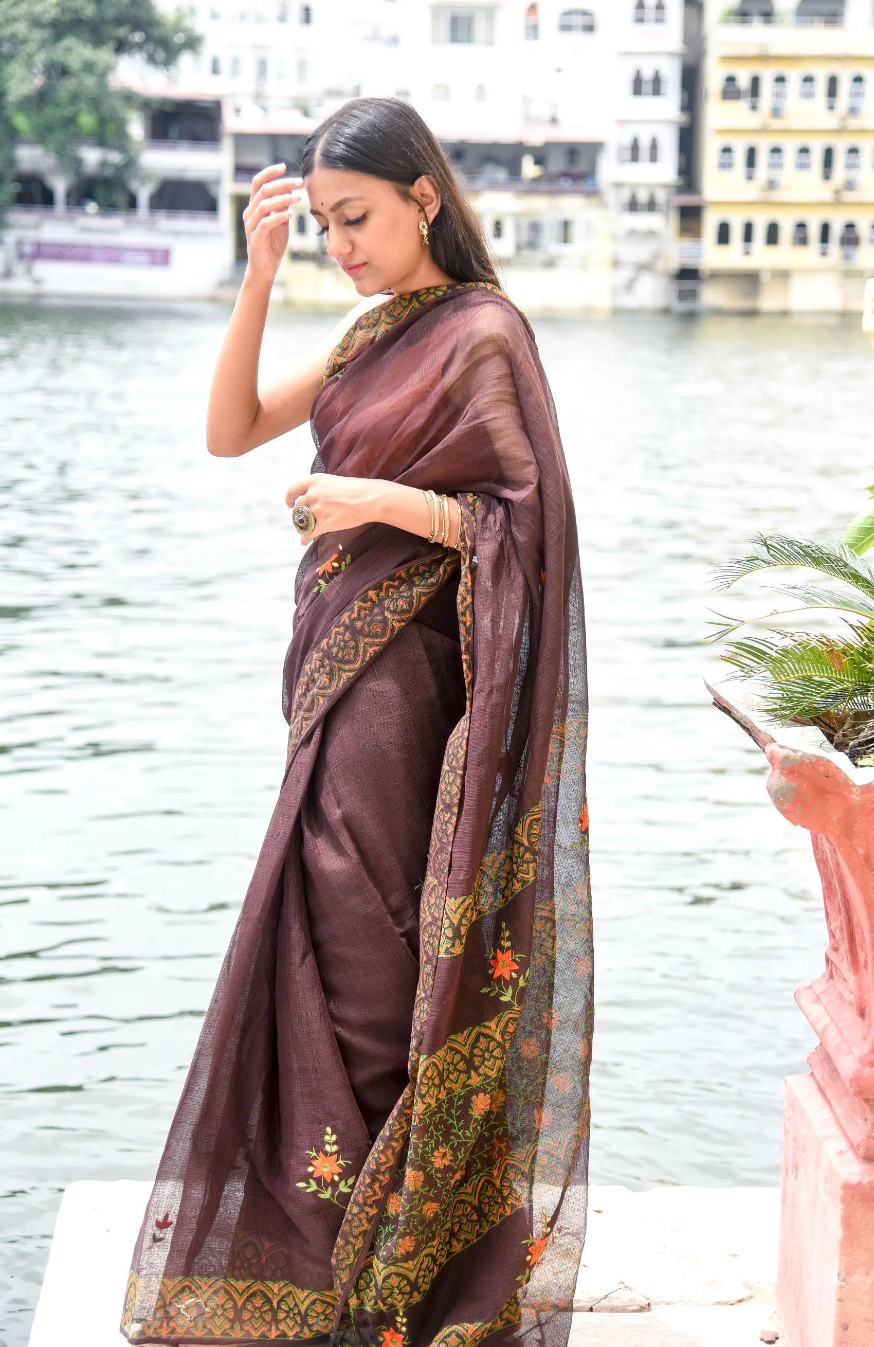 Kaisori Kota saree - Bagh Avantika embroidered and handblockprinted Kota saree