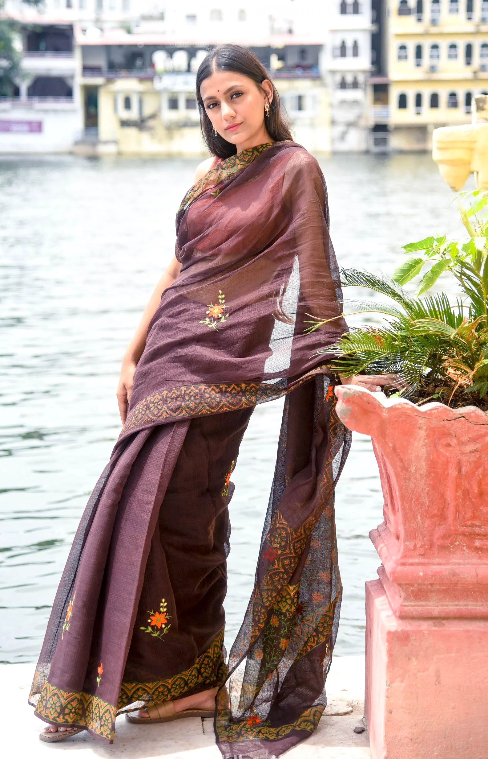 Kaisori Kota saree - Bagh Avantika embroidered and handblockprinted Kota saree