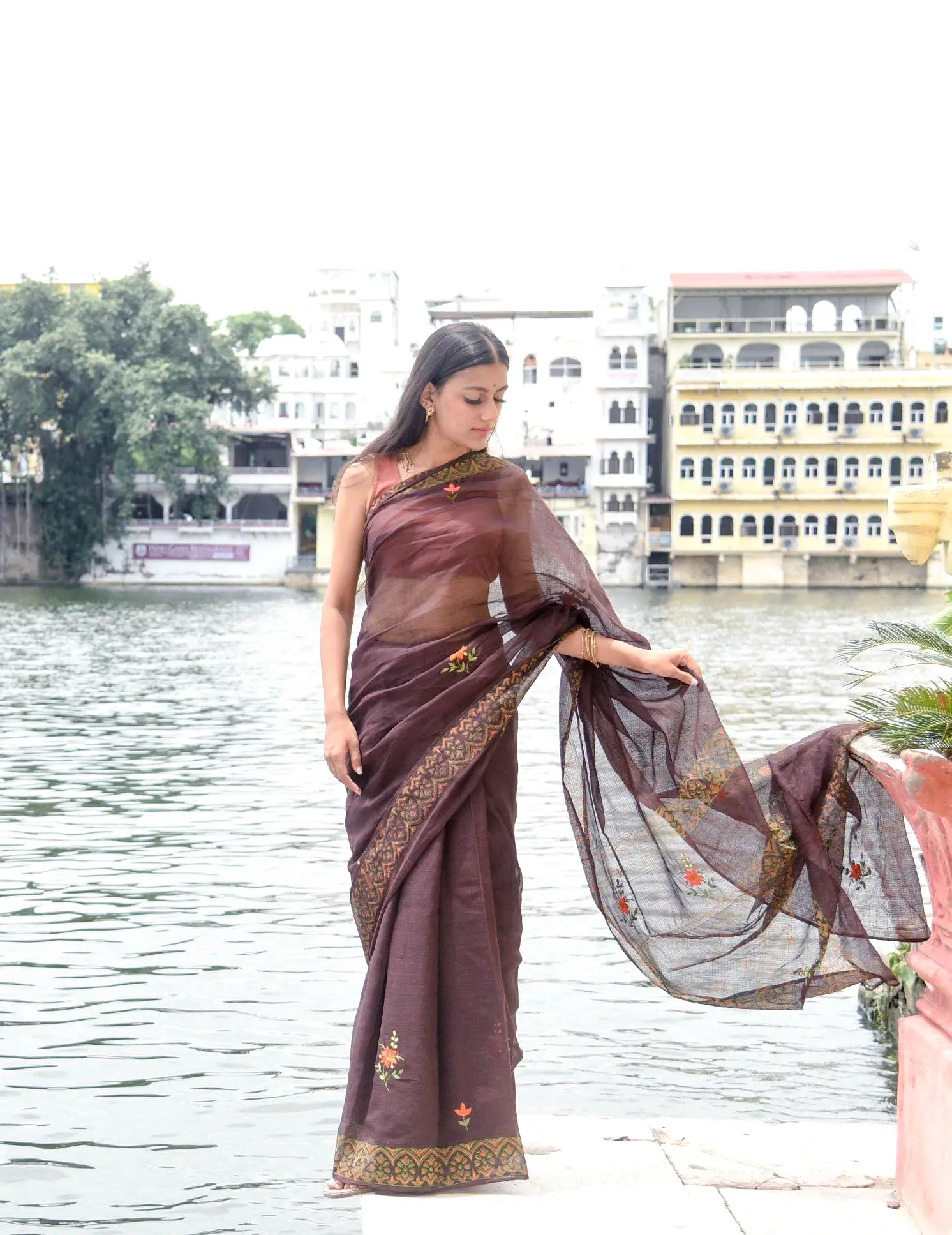 Kaisori Kota saree - Bagh Avantika embroidered and handblockprinted Kota saree