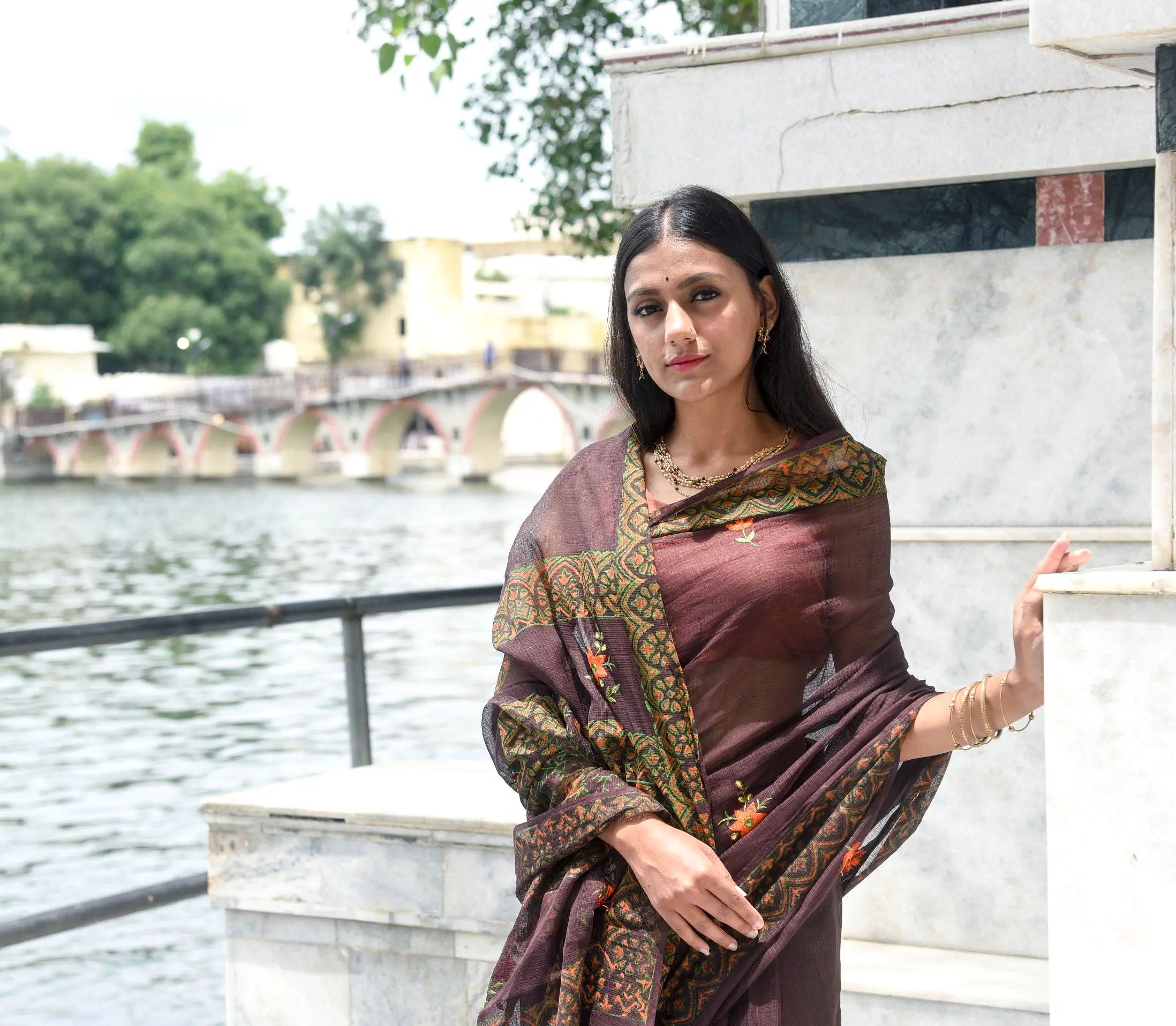 Kaisori Kota saree - Bagh Avantika embroidered and handblockprinted Kota saree