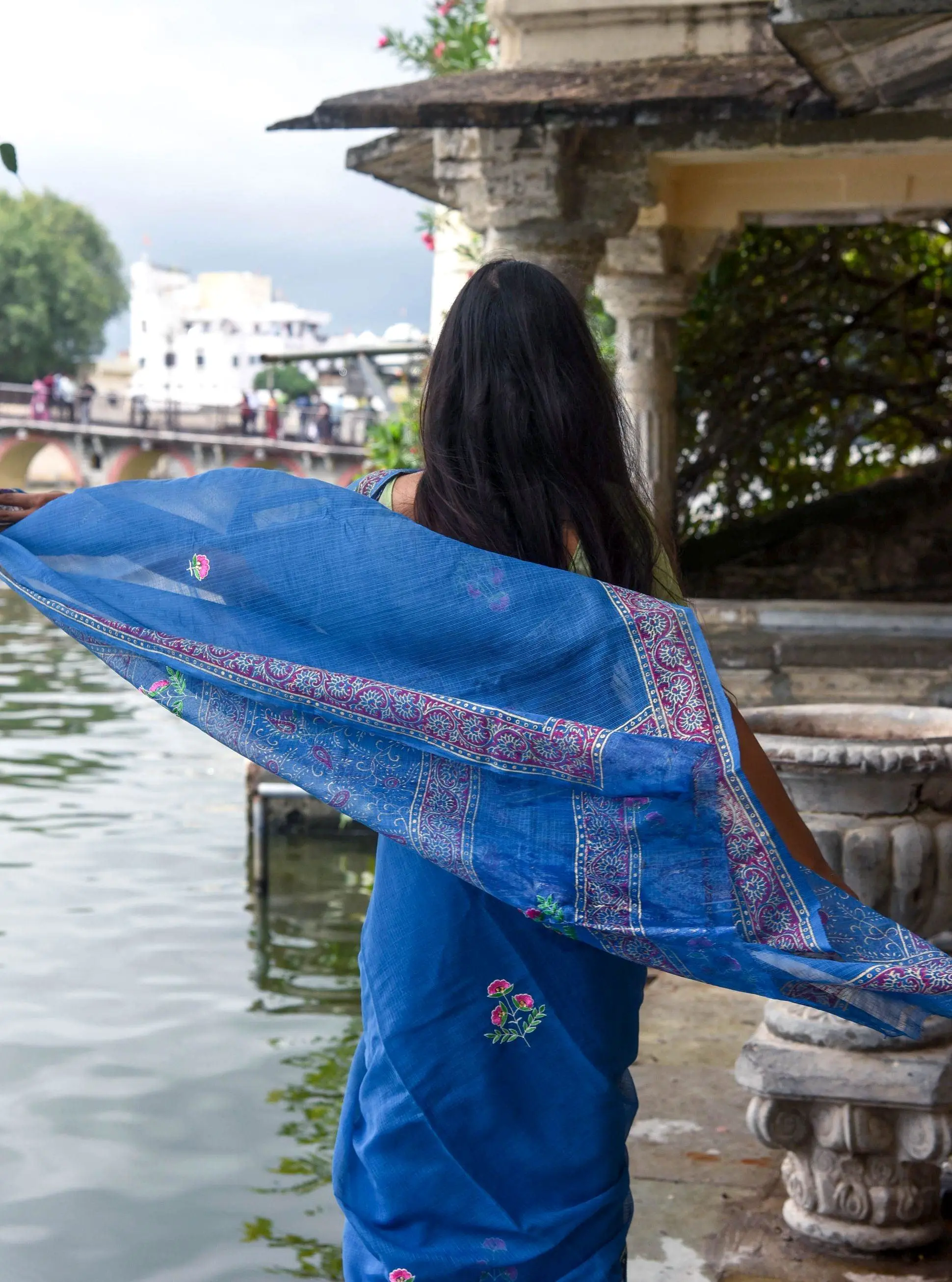 Kaisori Kota saree - Nishika embroidered and handblockprinted Kota saree