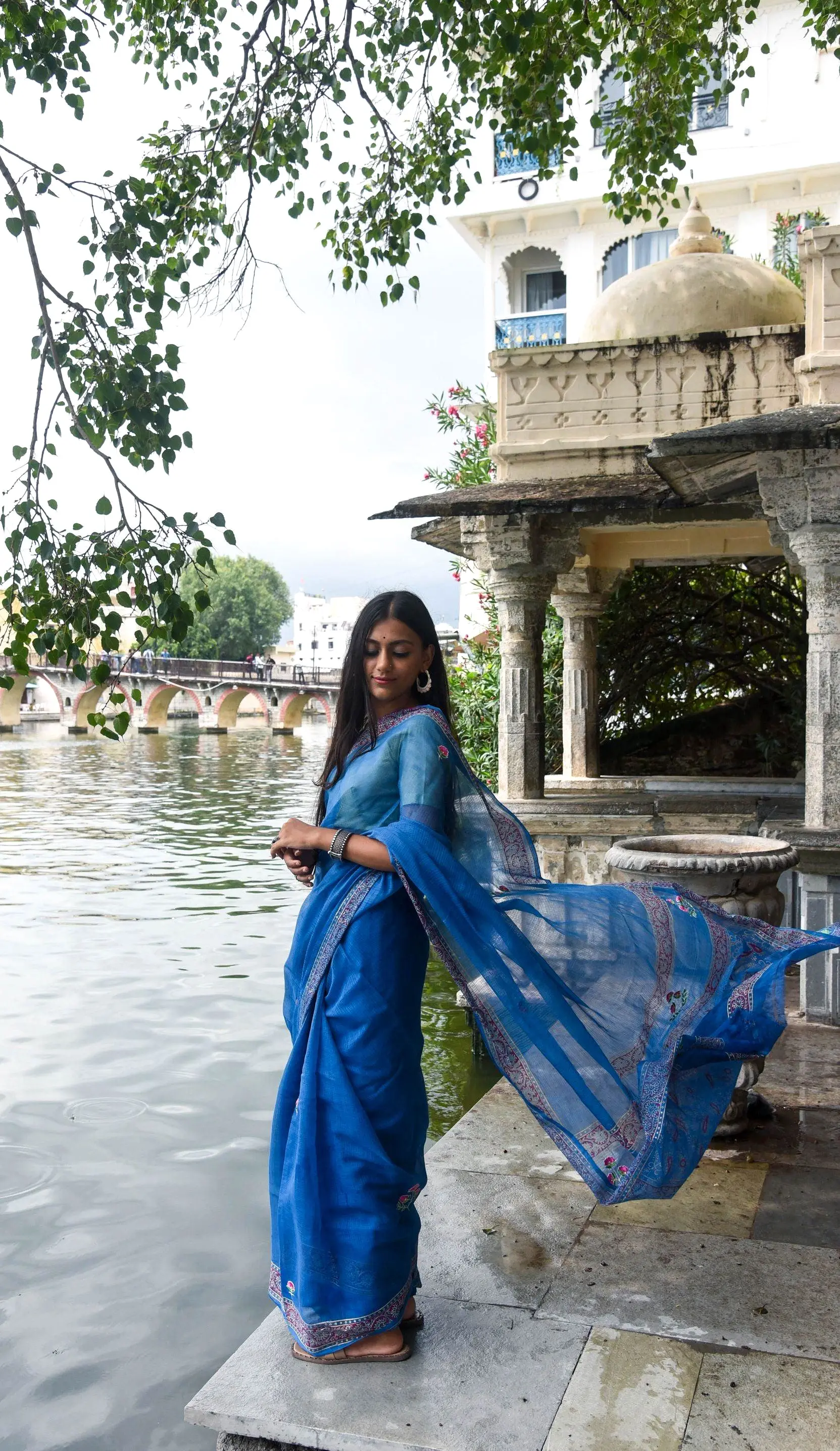 Kaisori Kota saree - Nishika embroidered and handblockprinted Kota saree