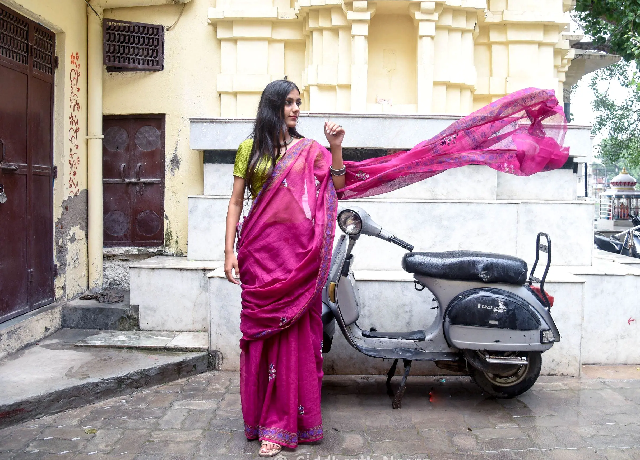 Kaisori Kota saree - Nishika embroidered and handblockprinted Kota saree