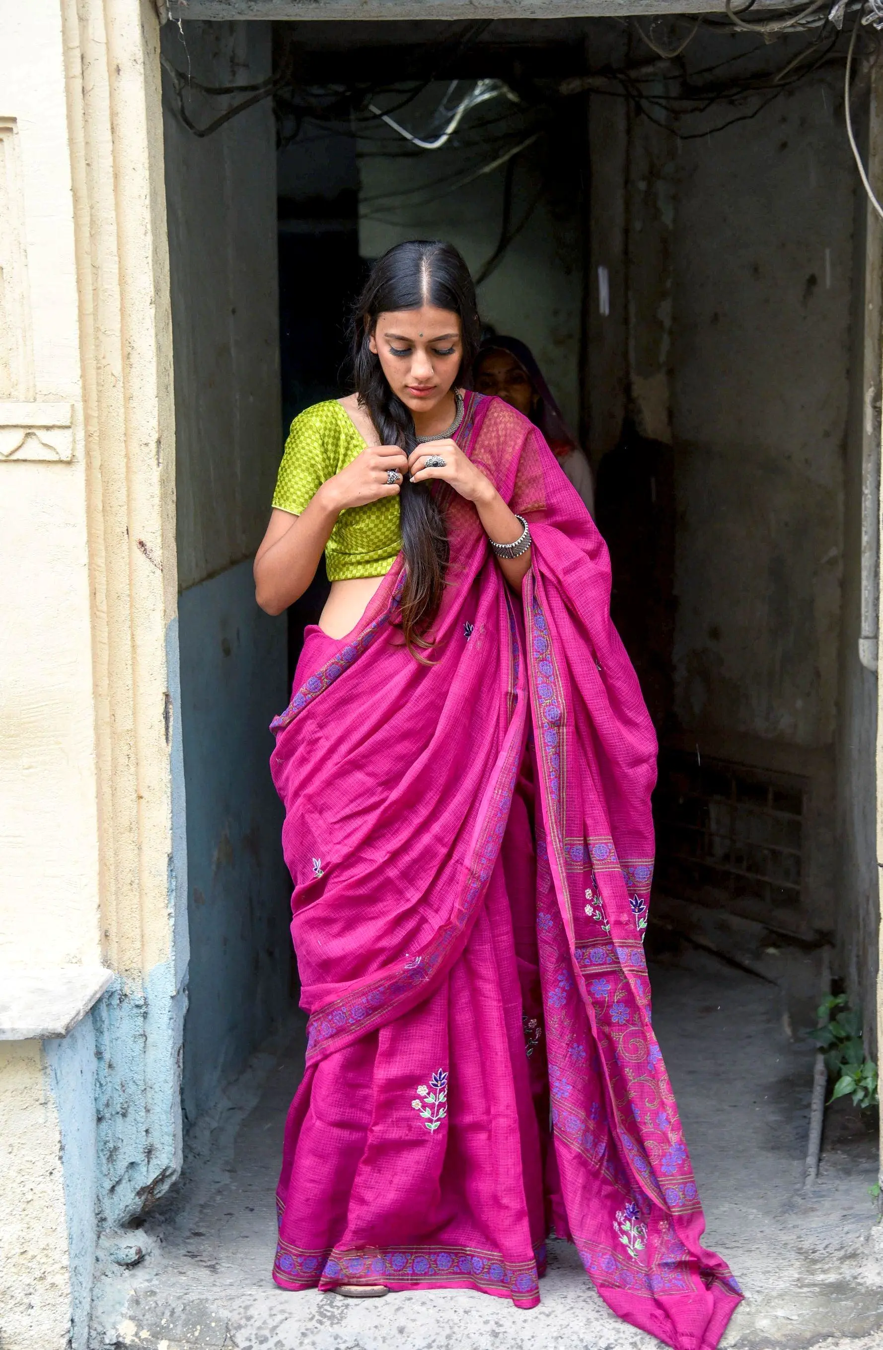 Kaisori Kota saree - Nishika embroidered and handblockprinted Kota saree