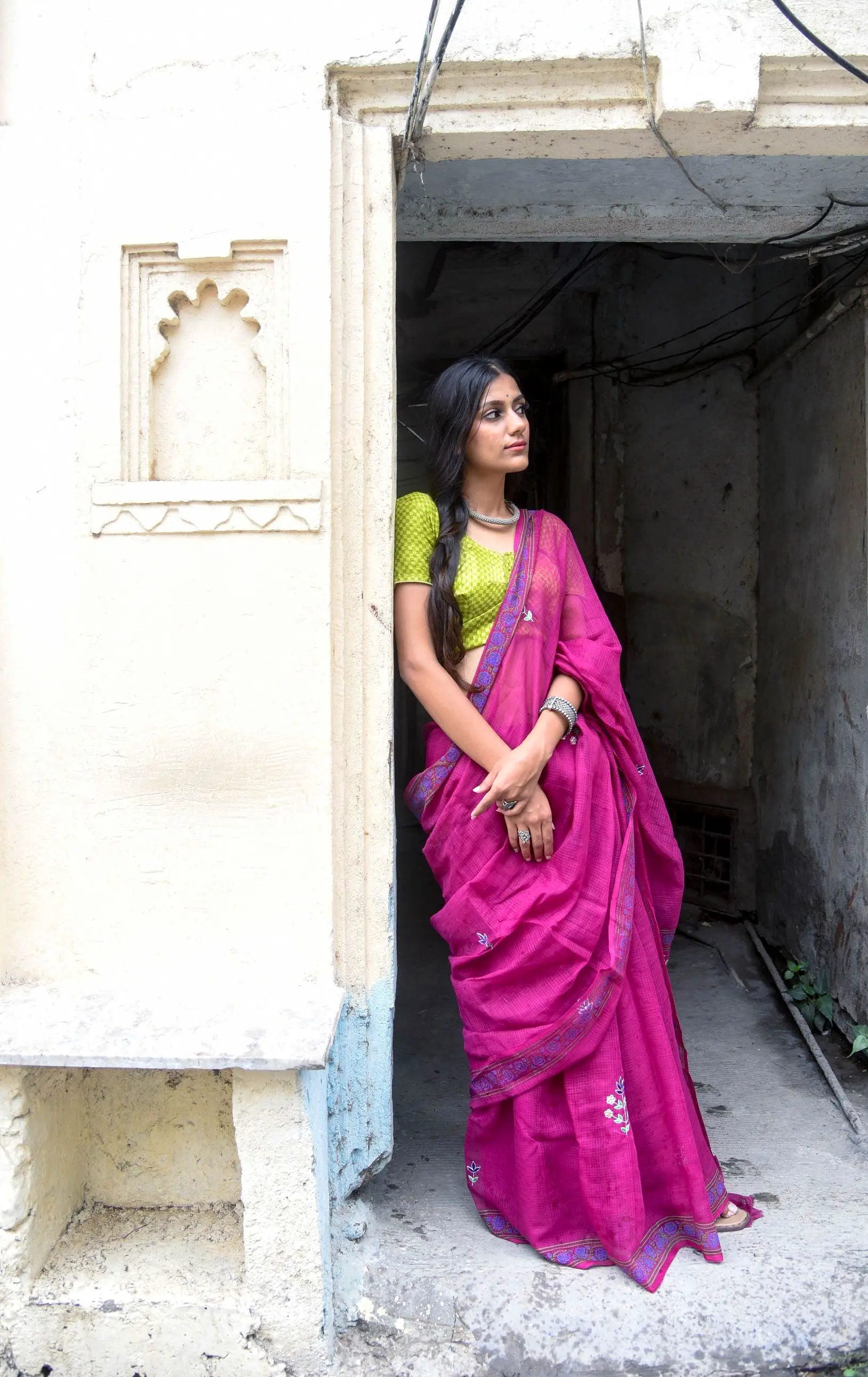 Kaisori Kota saree - Nishika embroidered and handblockprinted Kota saree