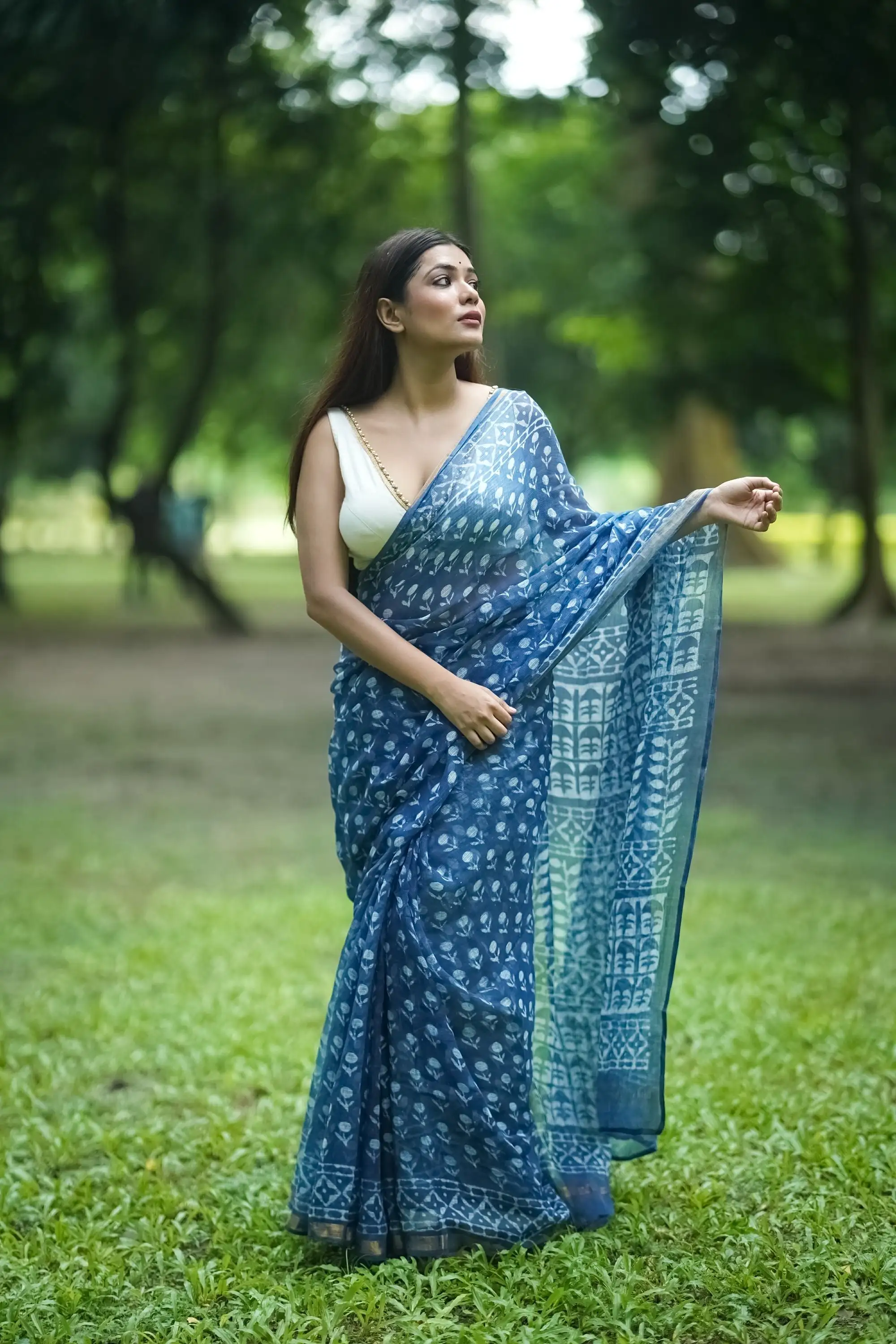 KaisorI Malhar Rajani Kota blockprinted cotton silk saree