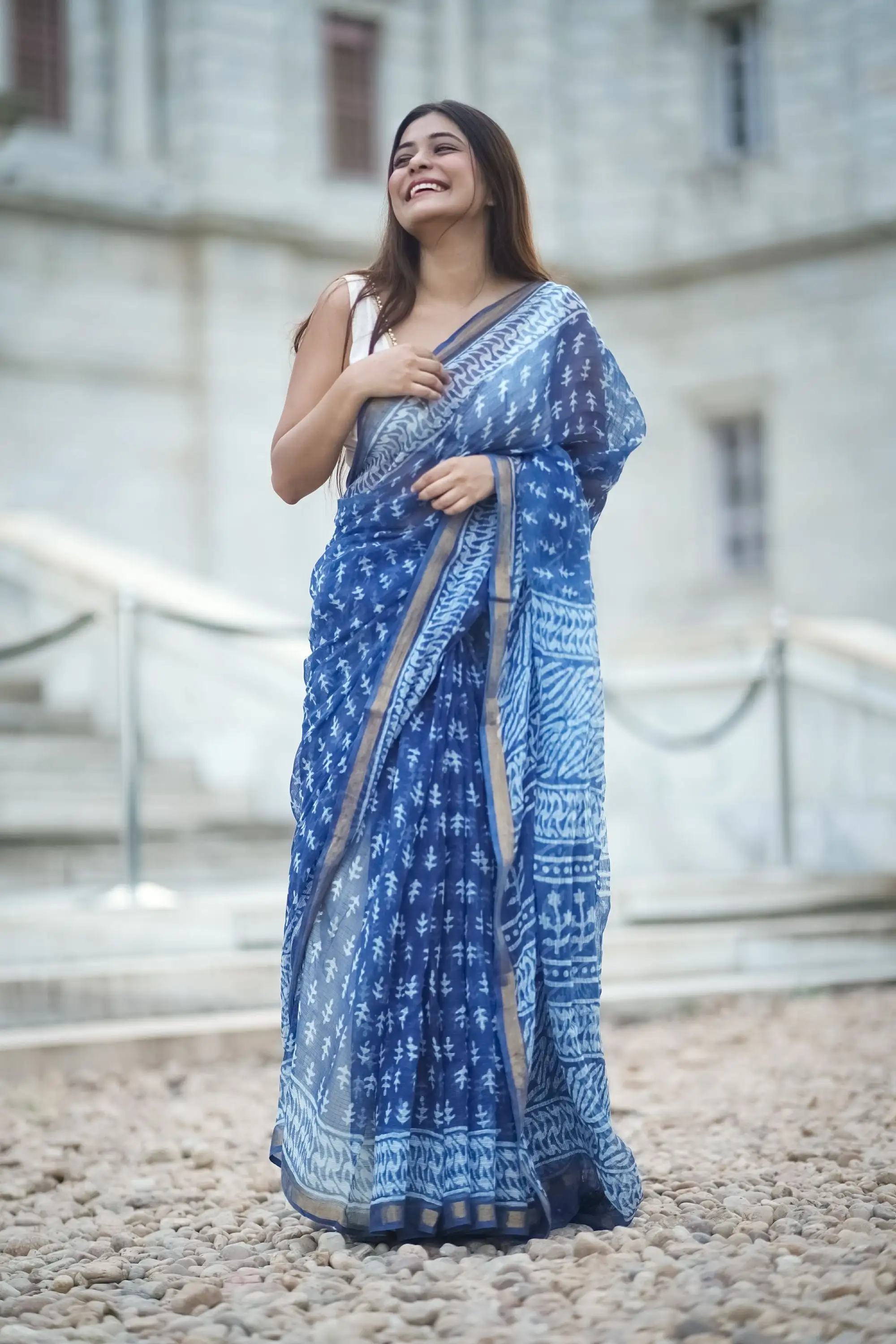 KaisorI Malhar Sejal Kota blockprinted cotton silk saree