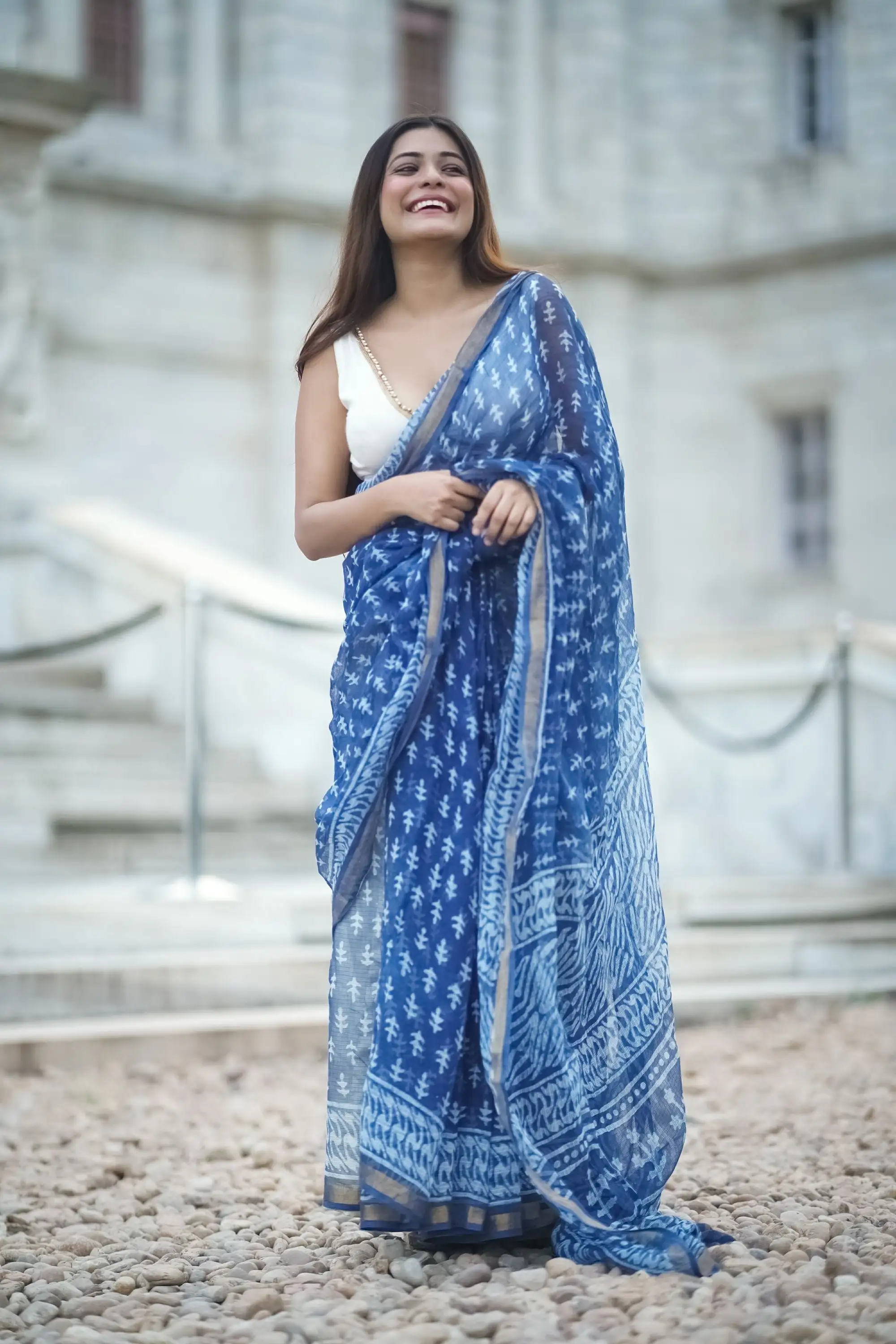 KaisorI Malhar Sejal Kota blockprinted cotton silk saree