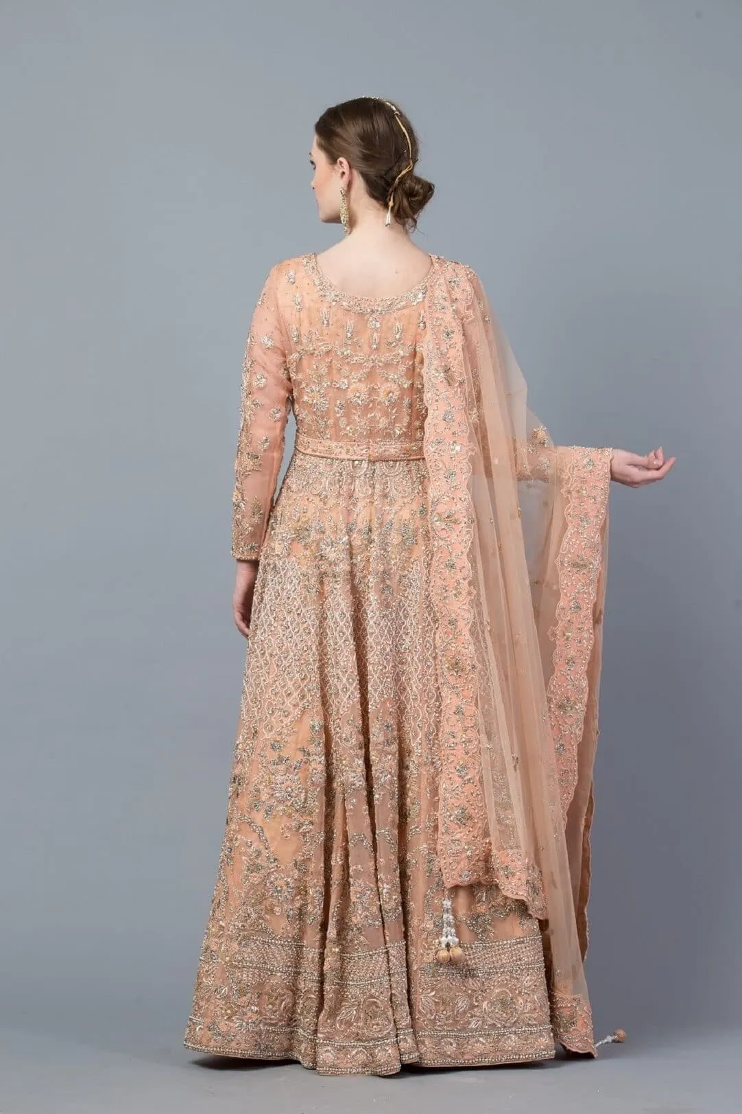 Light peach jacket gown