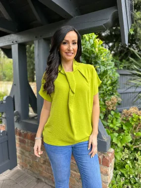 Lime Hoop Fold Crepe Blouse Val