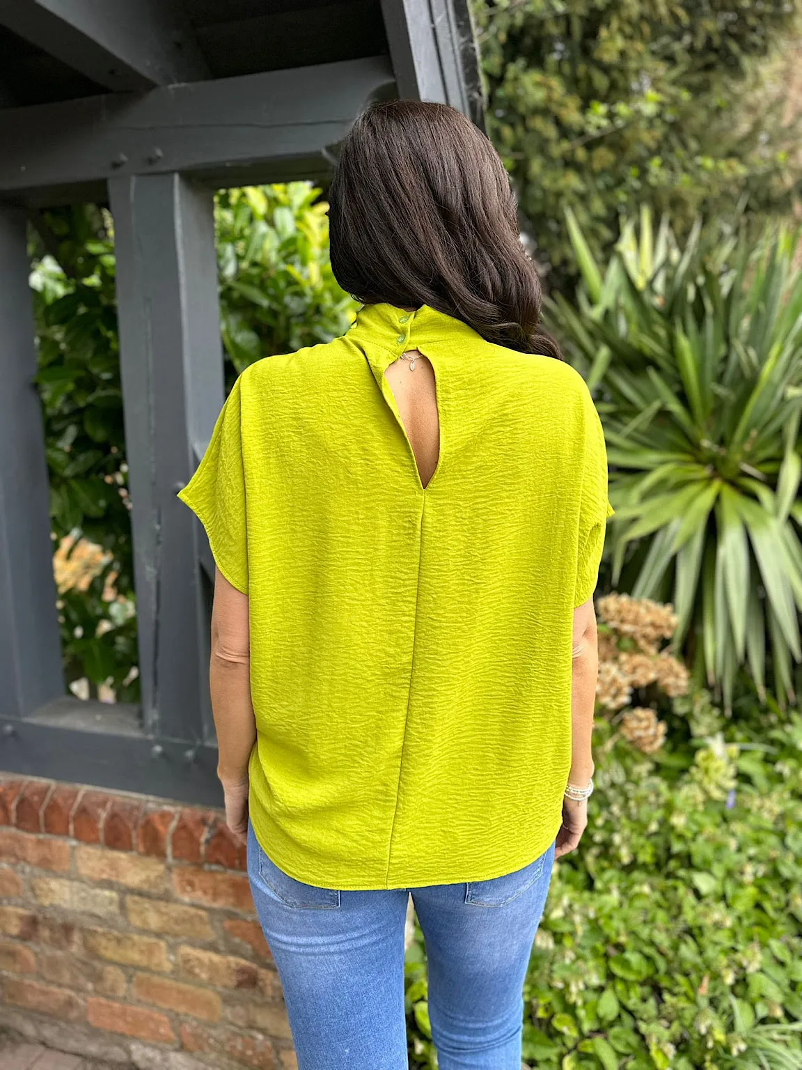 Lime Hoop Fold Crepe Blouse Val